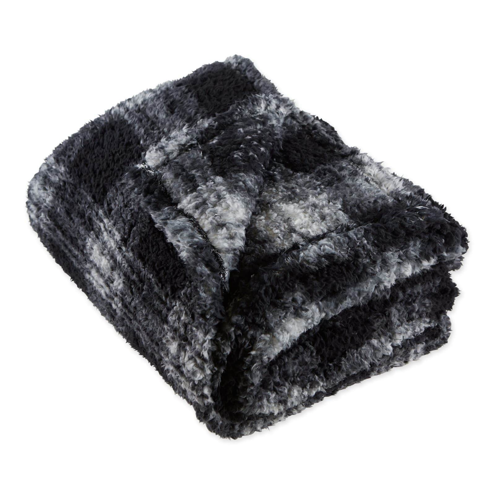 DII® Black Farmhouse Plush Plaid Throw
