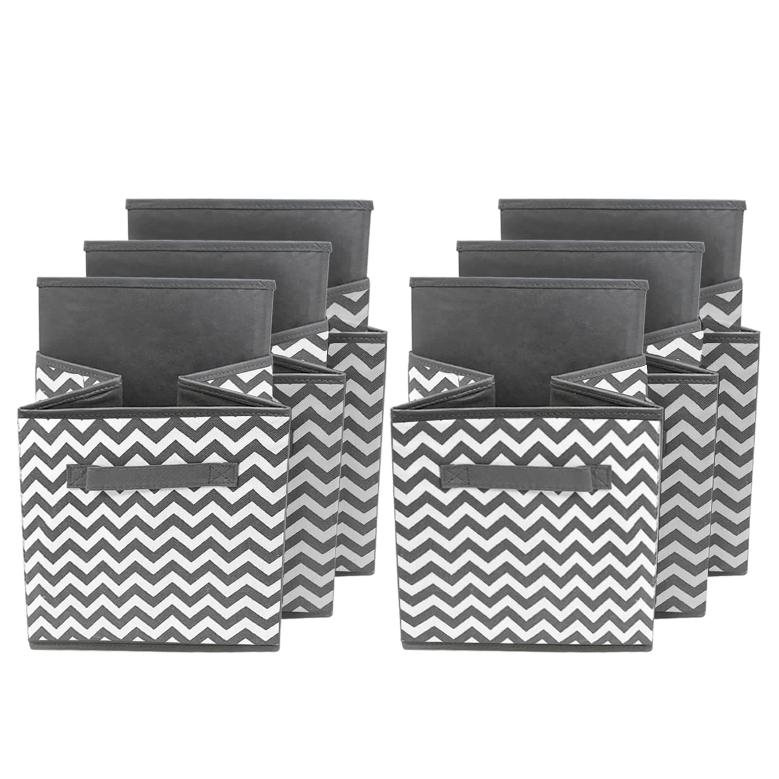Sorbus 11" Chevron Gray Foldable Storage Cubes, 6ct.