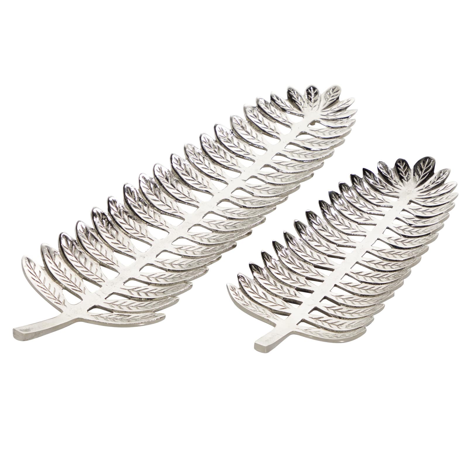 Silver Aluminum Contemporary Tray Set