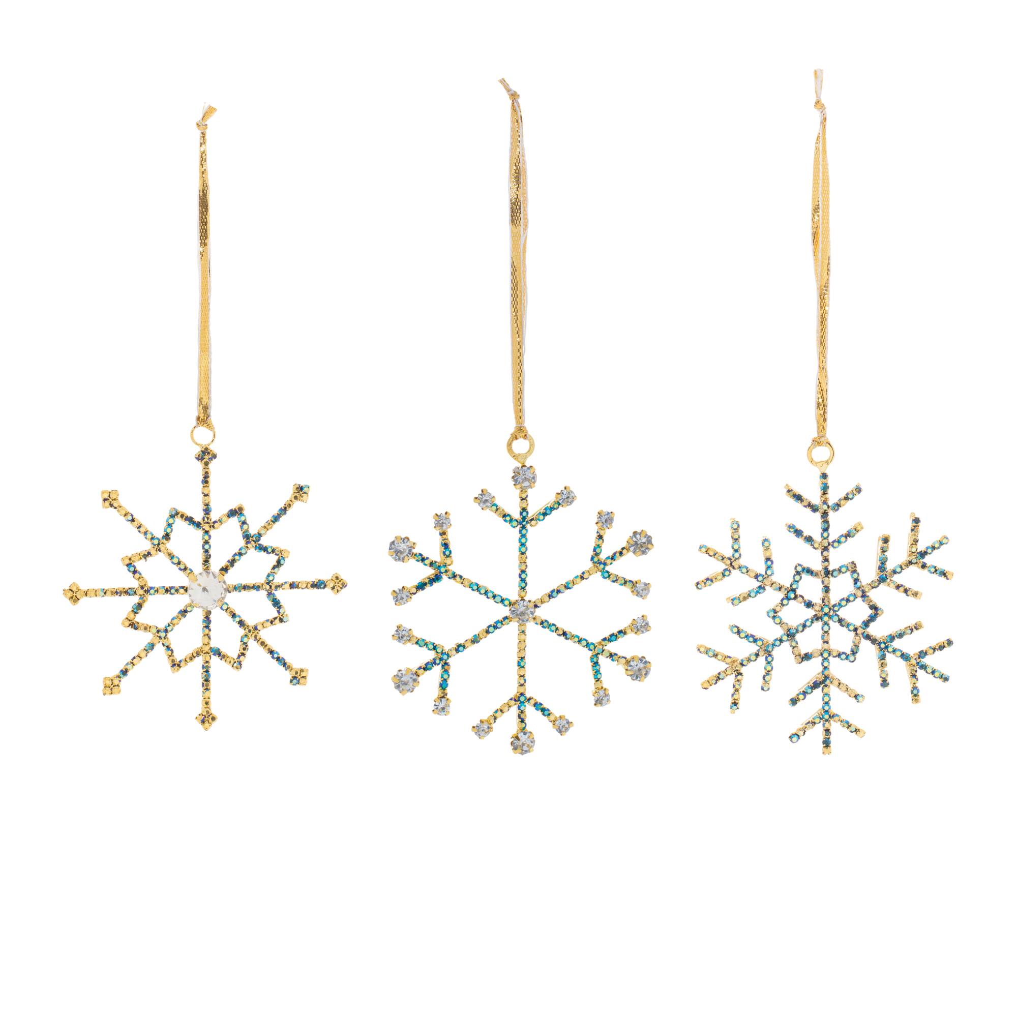 Melrose 3.5" Jeweled Metal Snowflake Ornaments Set