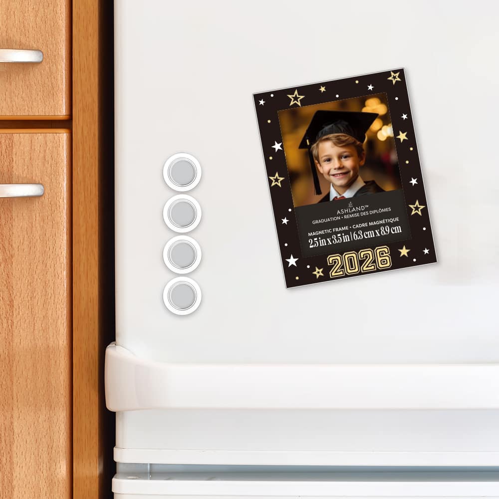 2.5" x 3.5" Black, Gold & White Stars 2026 Magnetic Frame, Graduation by Ashland®