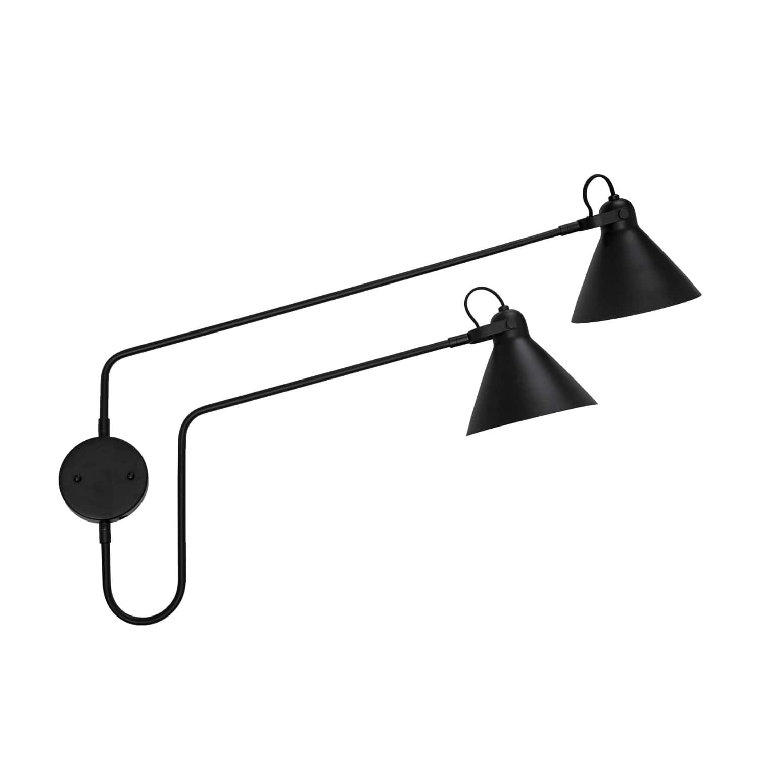 Hello Honey® 5ft. Black Modern 2-Light Metal Articulating Wall Sconce