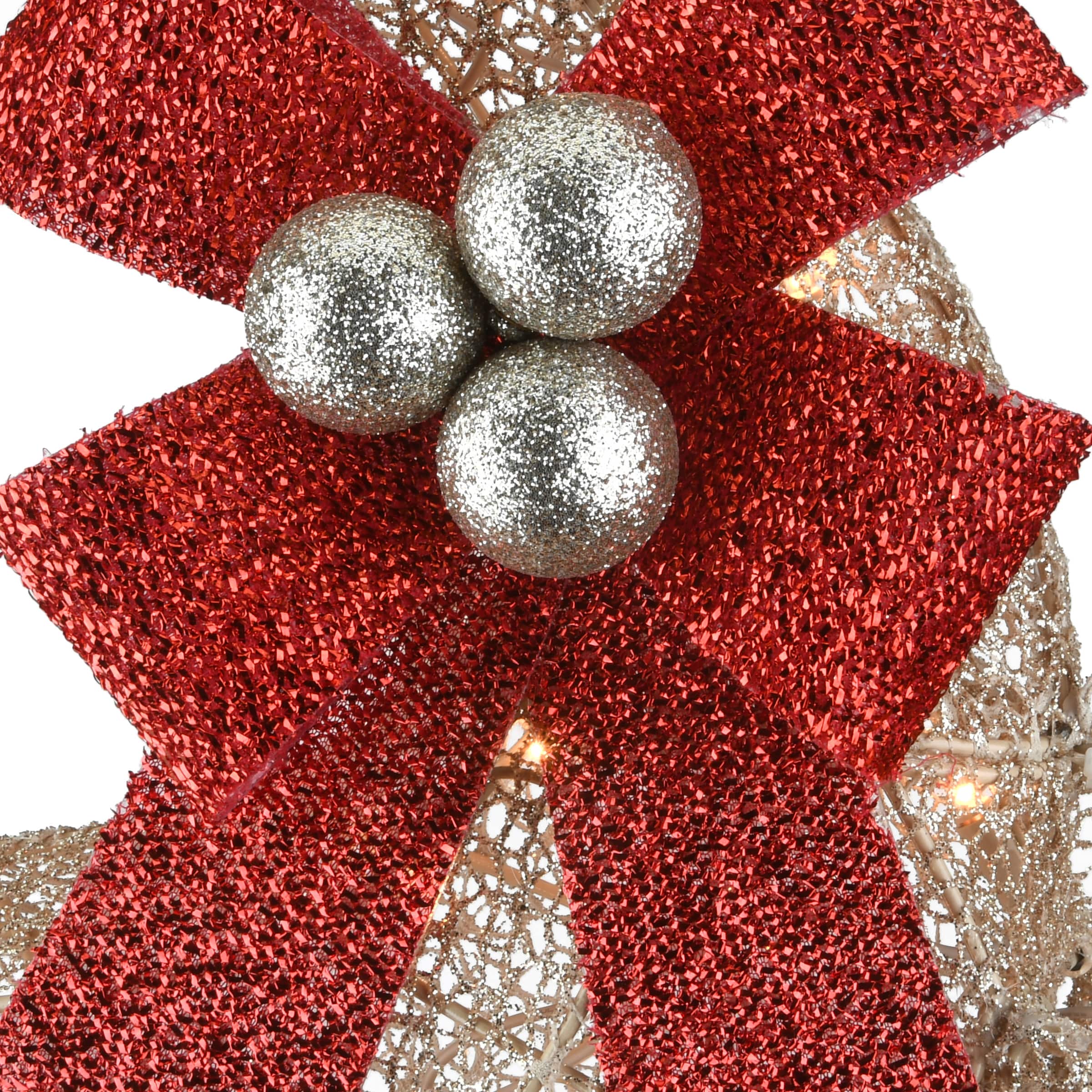 Champagne Reindeer and Sleigh with Clear Lights Decoration