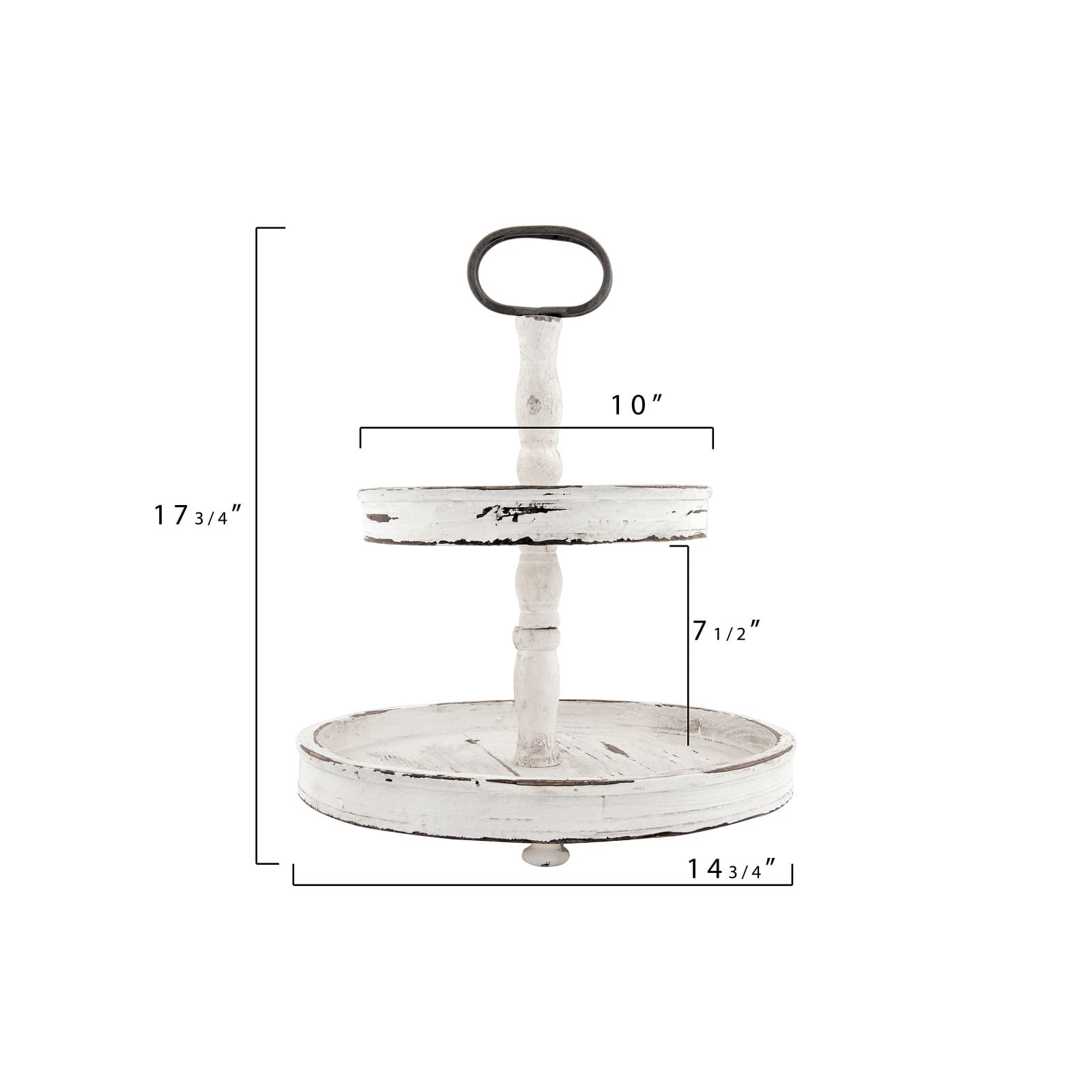 Hello Honey® 18.5" Distressed Cream Wood 2-Tier Tray