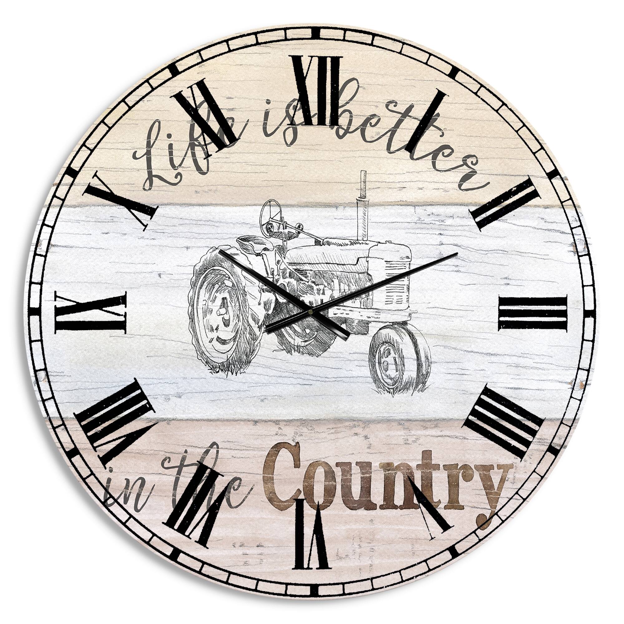 Designart Moment Tractors Farmhouse Wall Clock