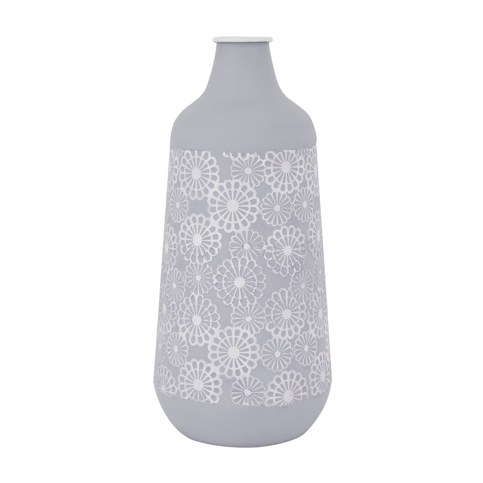 Grey Iron French Country Vase, 22" x 10" x 10"