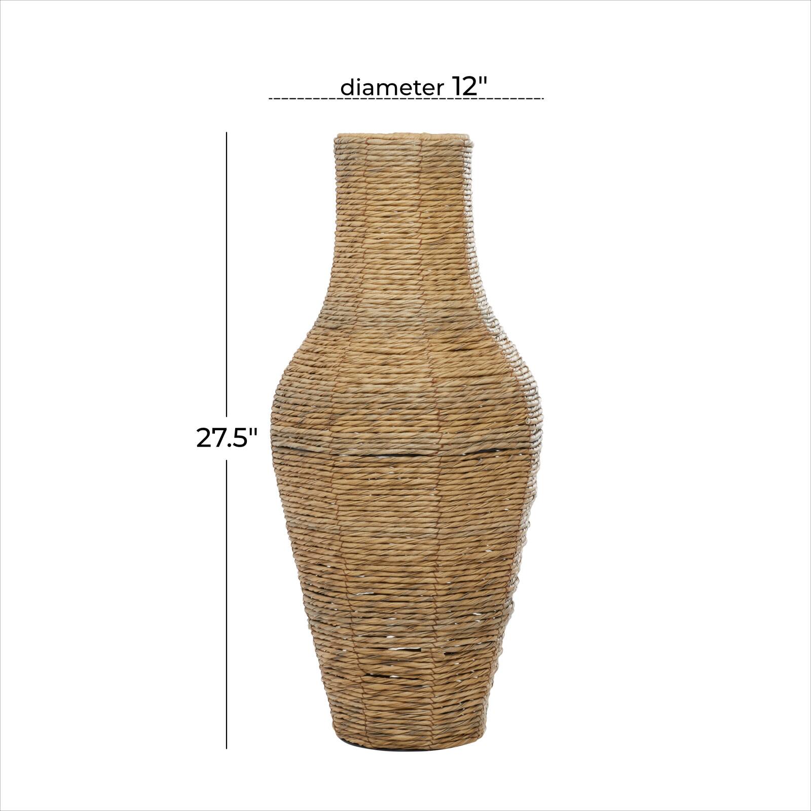 Brown Faux Seagrass Handmade Tall Woven Floor Vase 12" x 12" x 28"