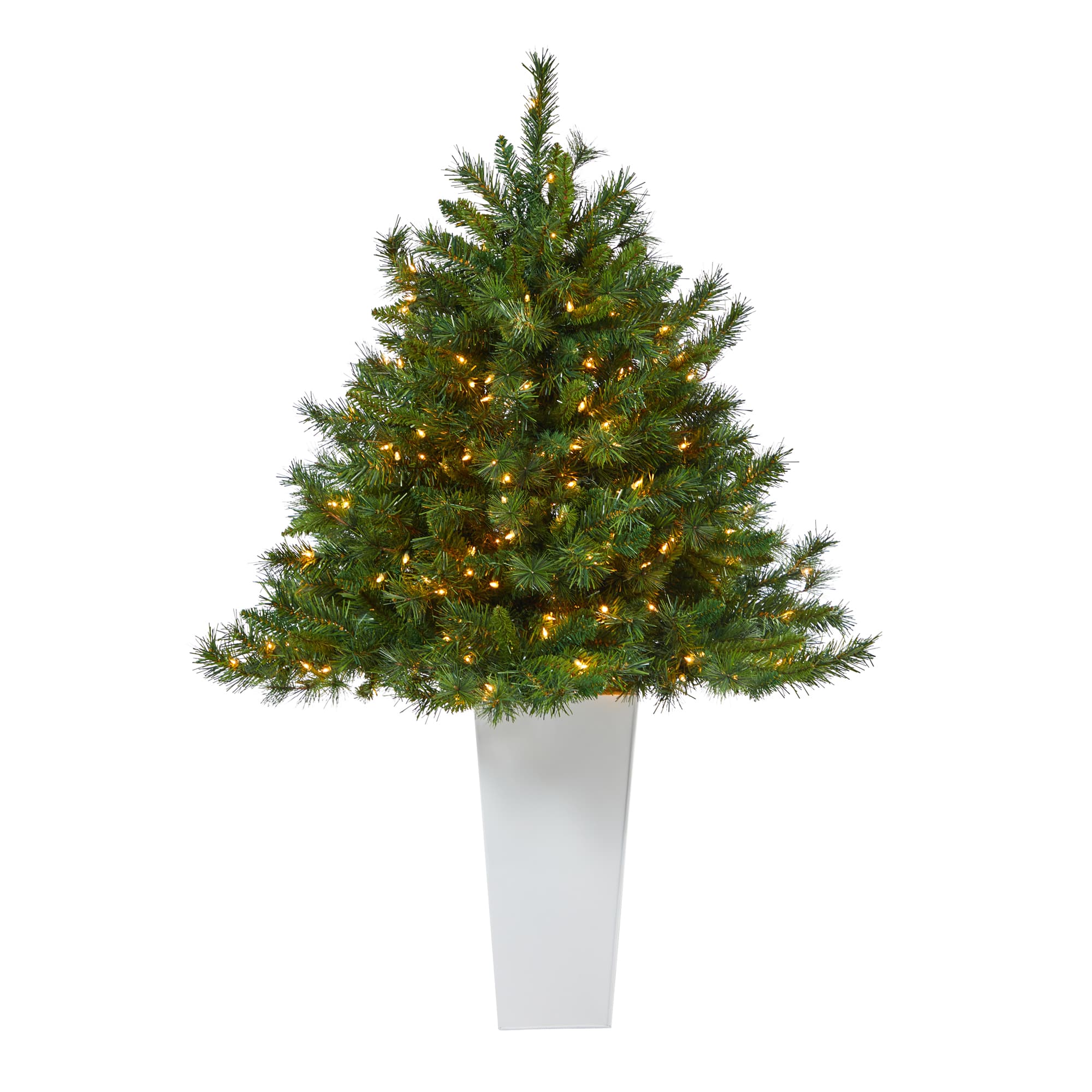 4.5ft. Pre-Lit Wyoming Mixed Pine Artificial Christmas Tree in Tower Planter
