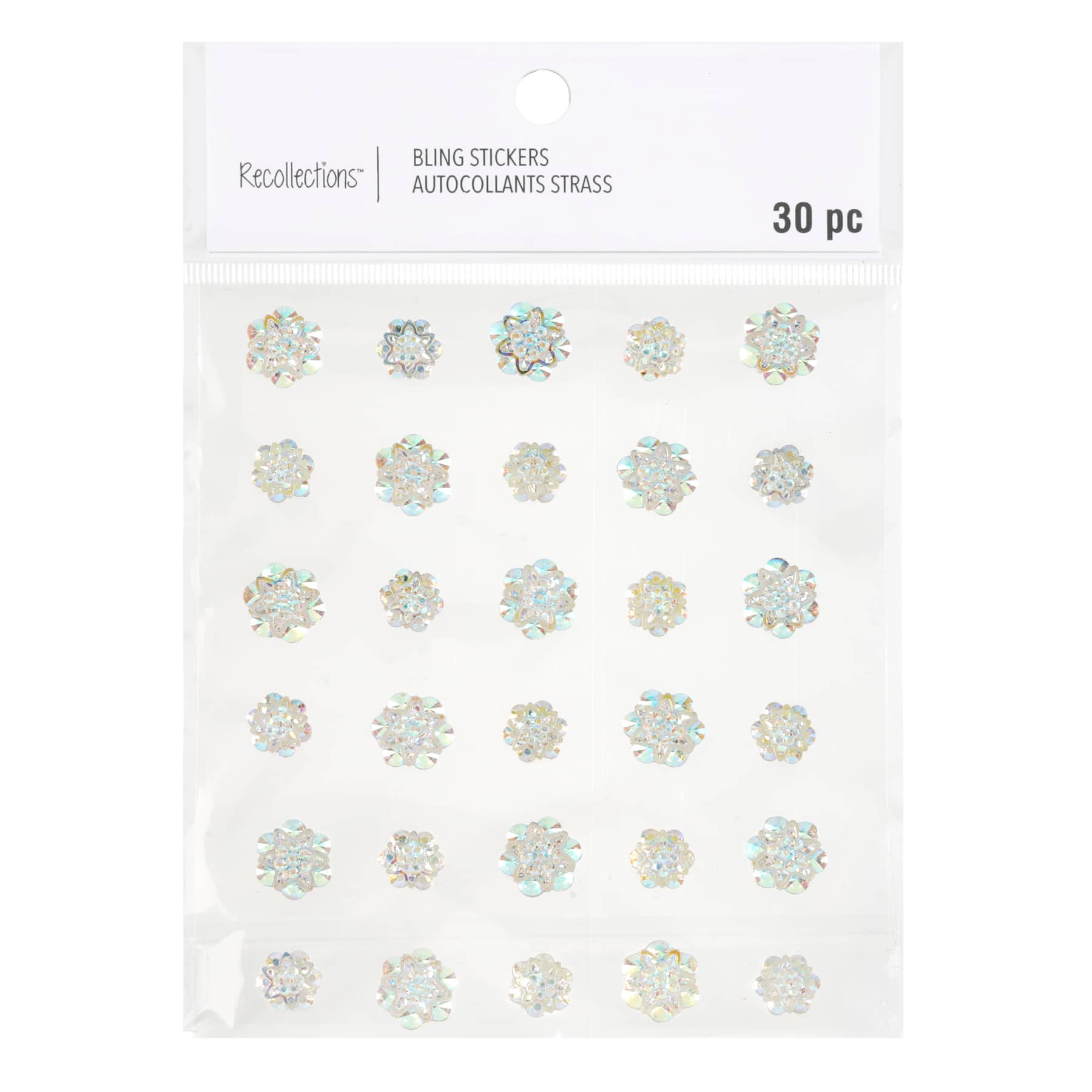 12 Packs: 30 ct. (360 total) Clear Iridescent Florette Bling Stickers by Recollections™