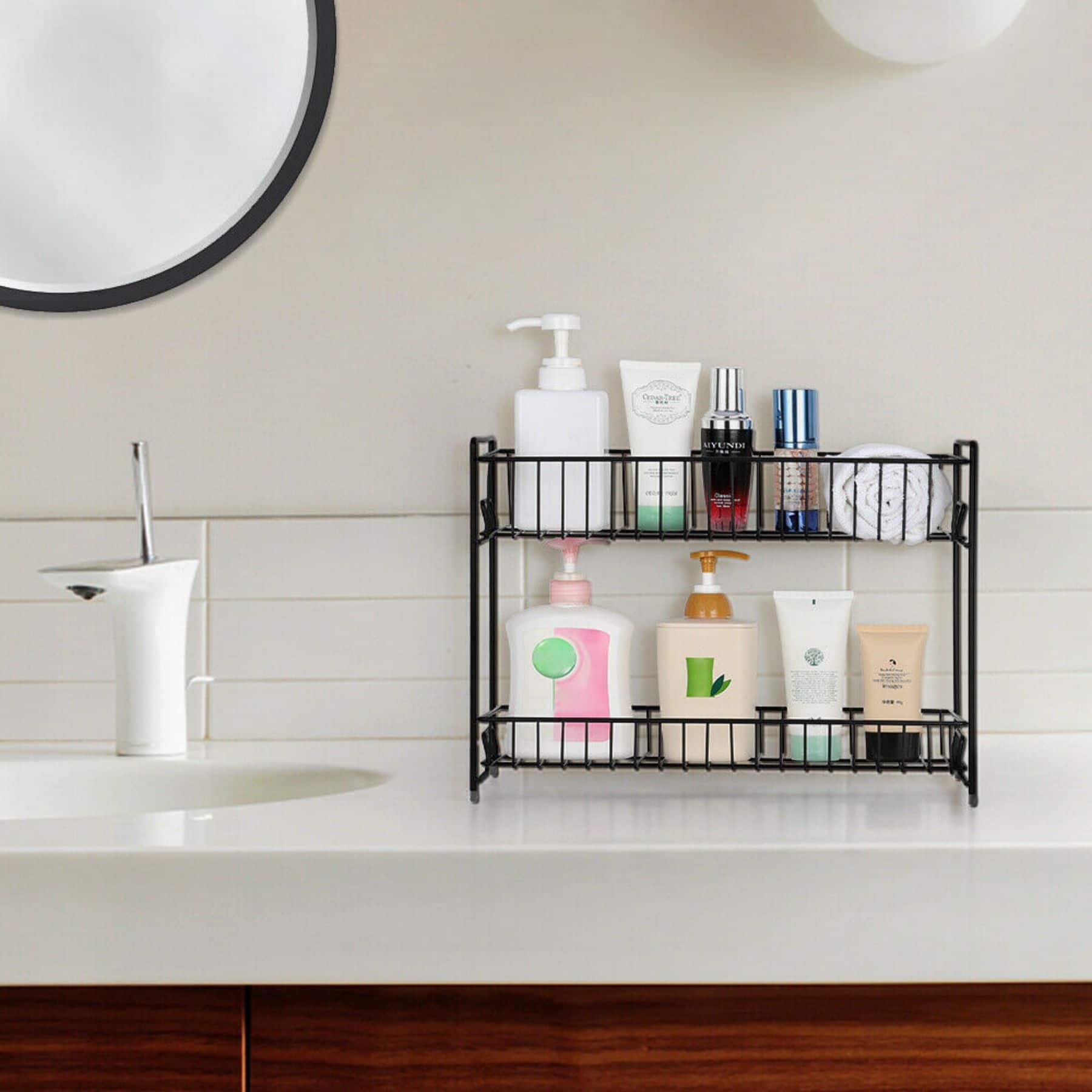 NEX™ 2-Tier Black Kitchen Countertop Spice Rack Organizer