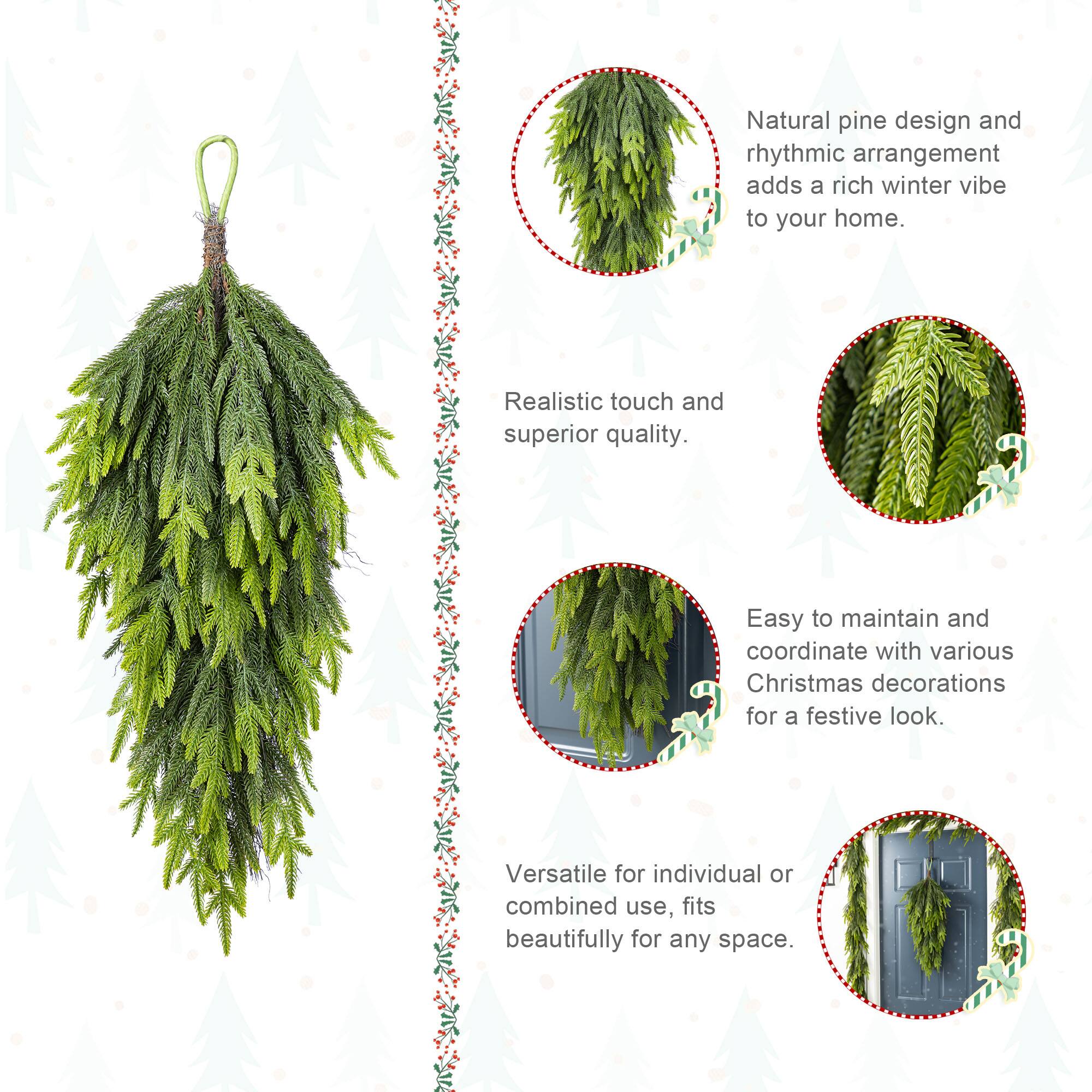 Glitzhome® 31.5"H Christmas Greenery PE Teardrop