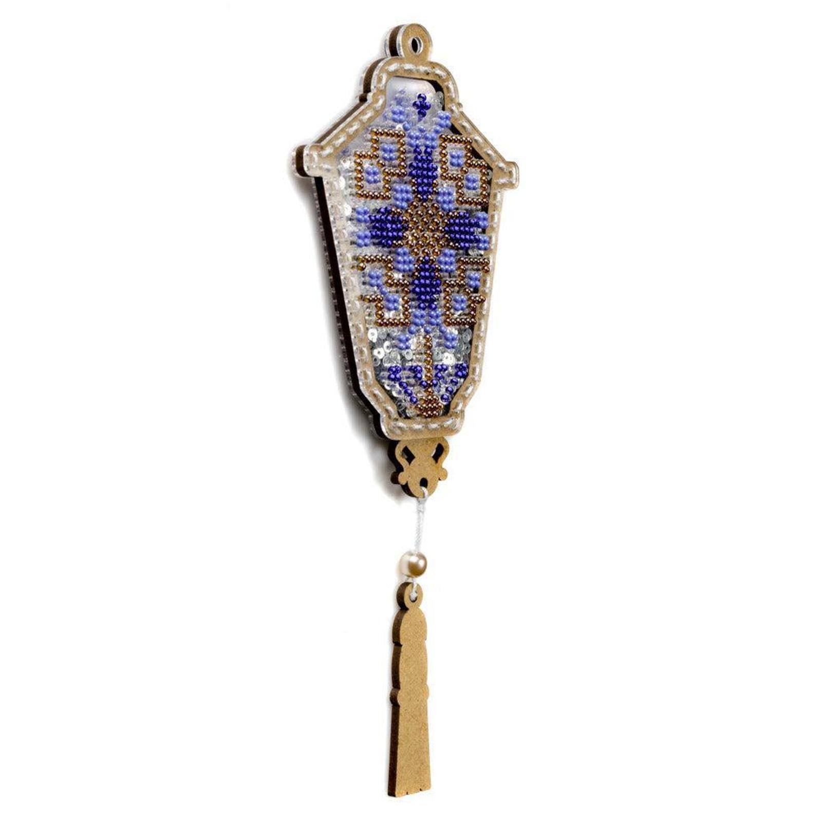 Wonderland Crafts Blue Lantern Christmas Ornament Bead Embroidery Kit