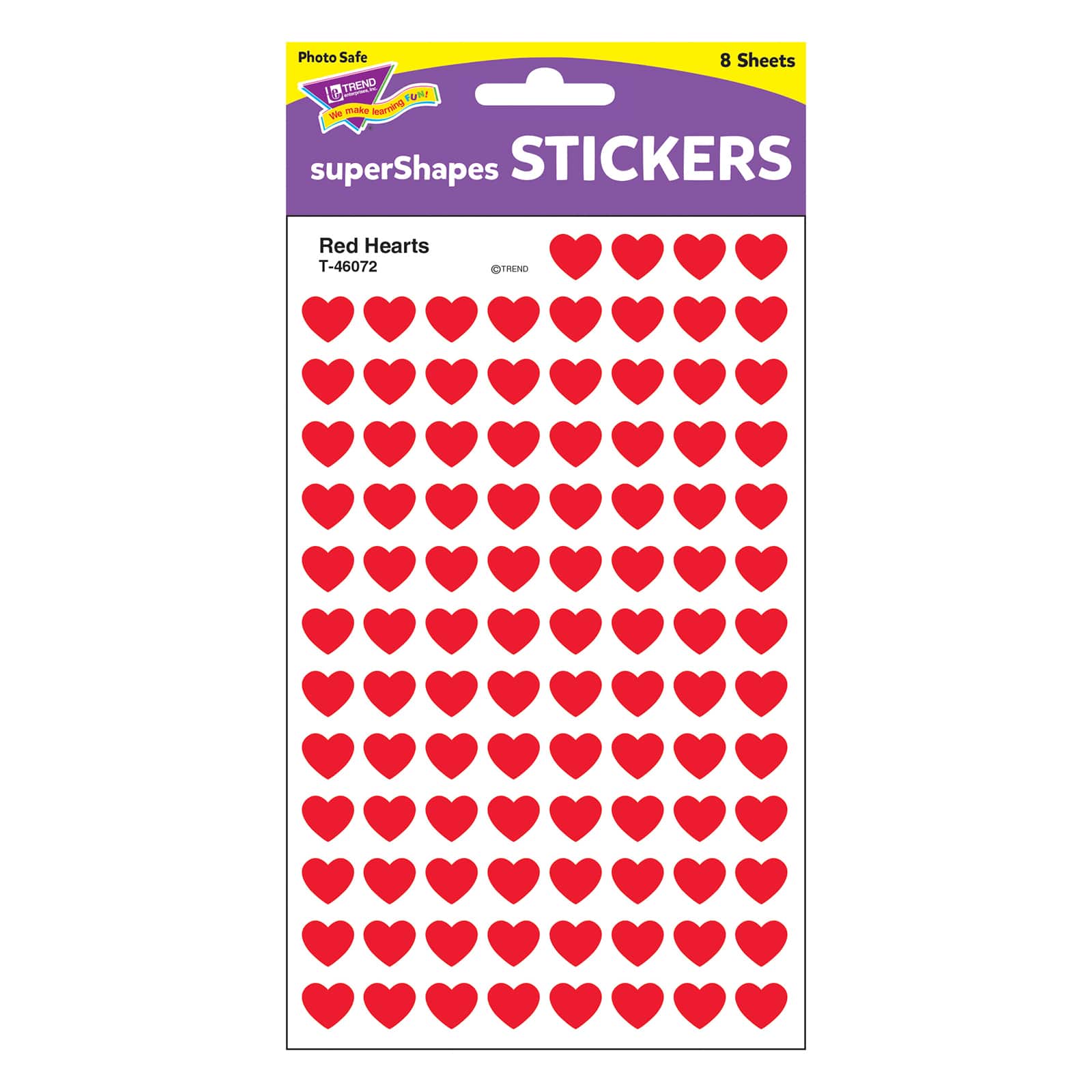 Trend Enterprises® superShapes Red Hearts Stickers, 6 Packs of 800ct.
