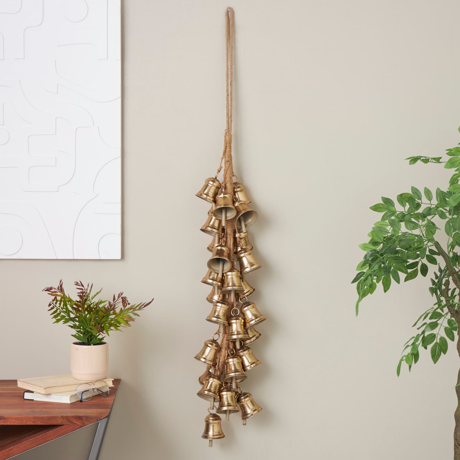 47" Gold Metal Cascading Cluster Decorative Bells