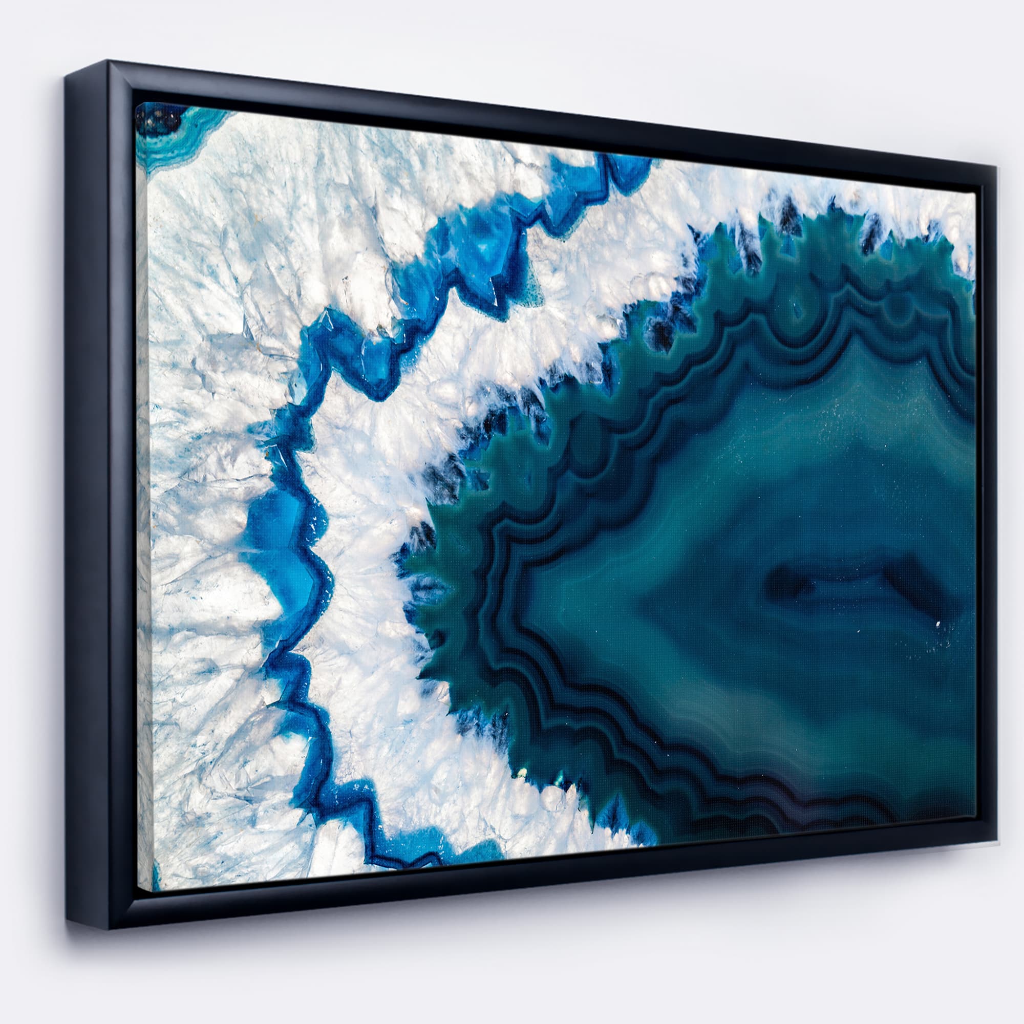 Designart - Blue Brazilian Geode - Abstract Framed Canvas Wall Art Print