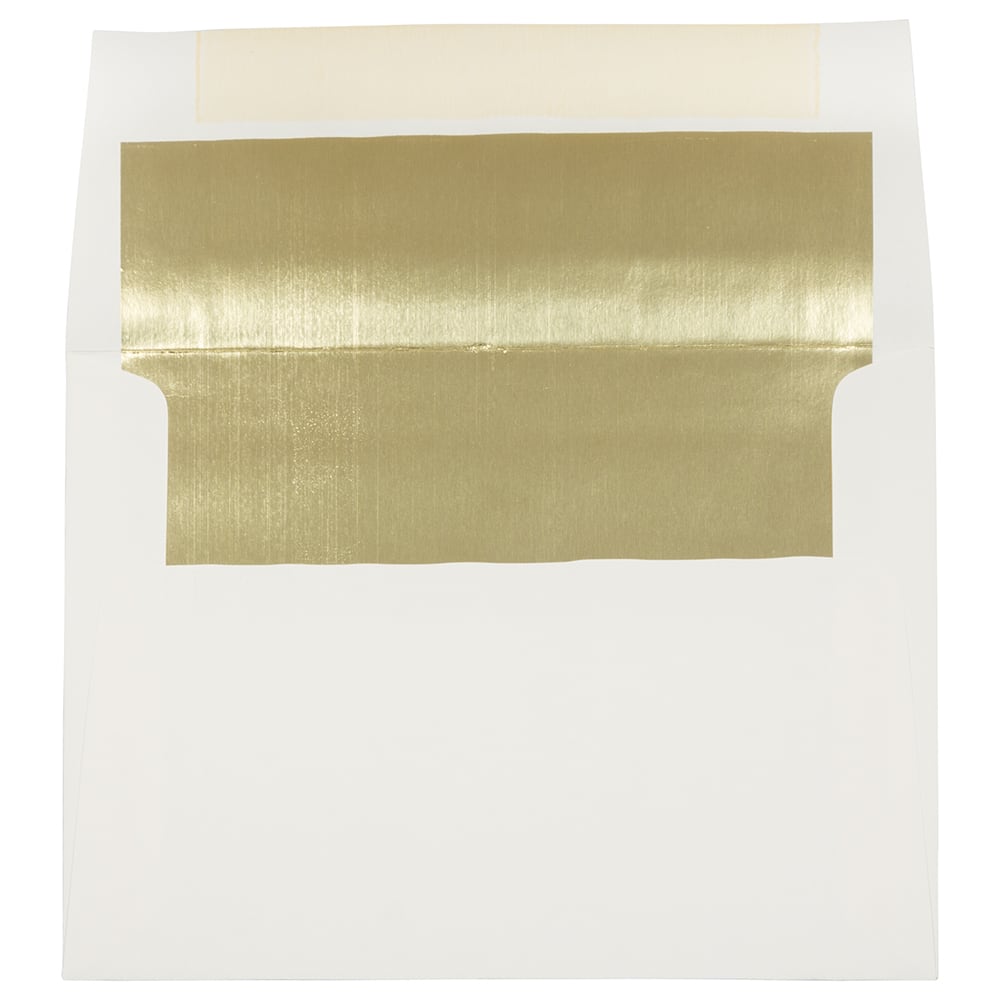 JAM Paper A7 Ecru Gold Foil Lined Invitation Envelopes
