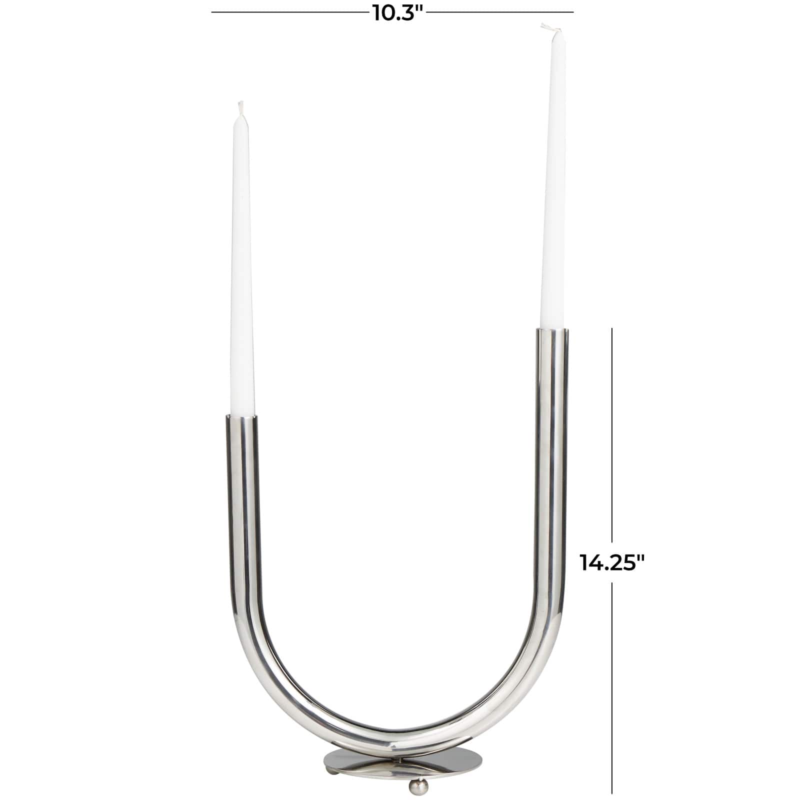 14" Silver Stainless Steel Abstract U-Shaped Candelabra