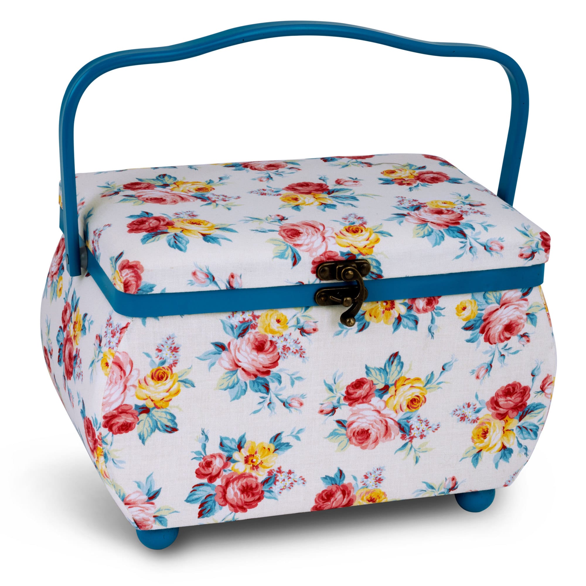 Dritz® Bright Floral Medium Curved Sewing Basket With Tomato Pincushion