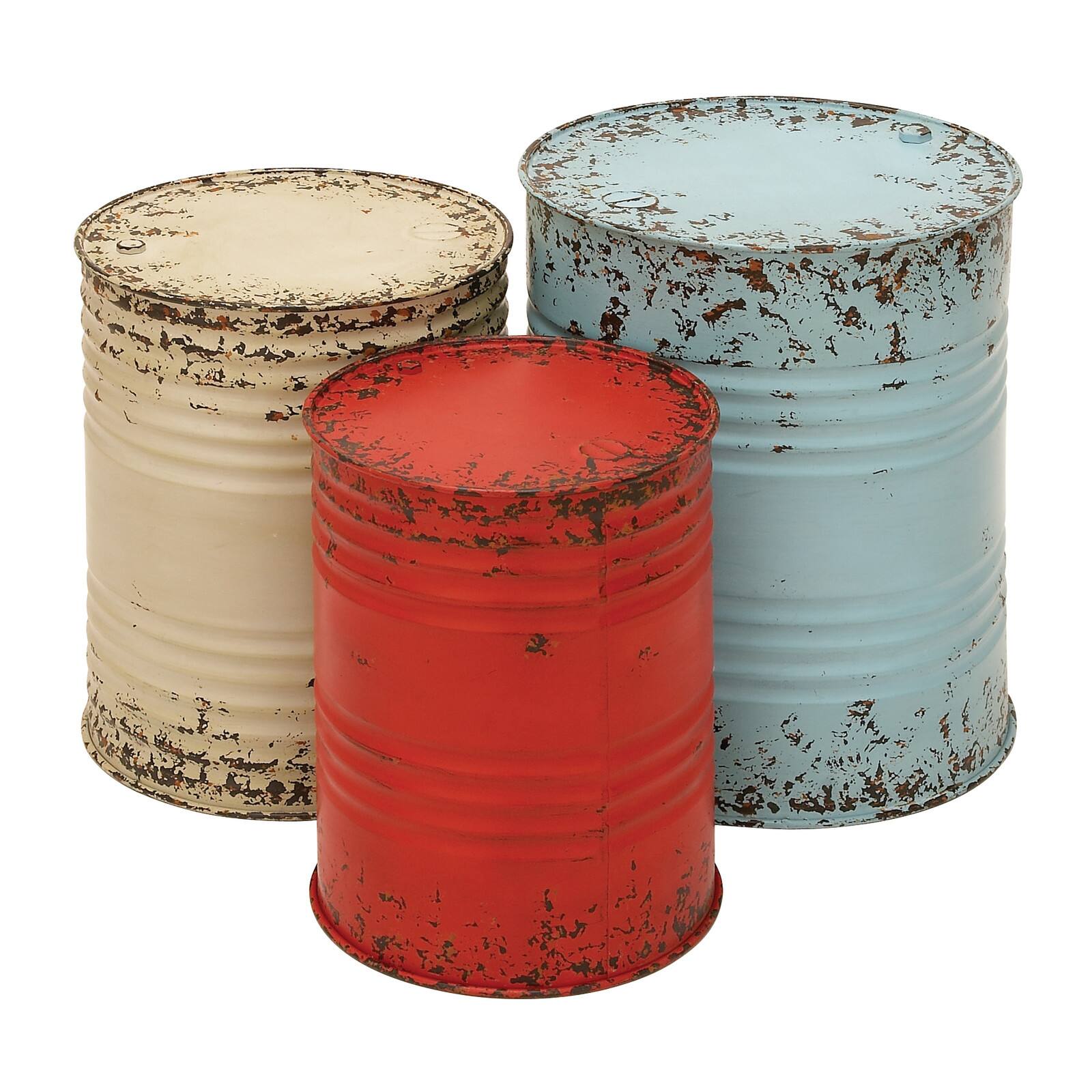 Assorted Multi Colored Metal Farmhouse Accent Table Set
