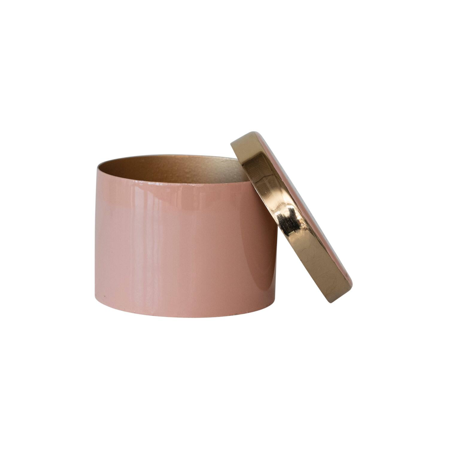 Hello Honey® 3" Pink & Gold Enameled Metal Box with Shiny Interior