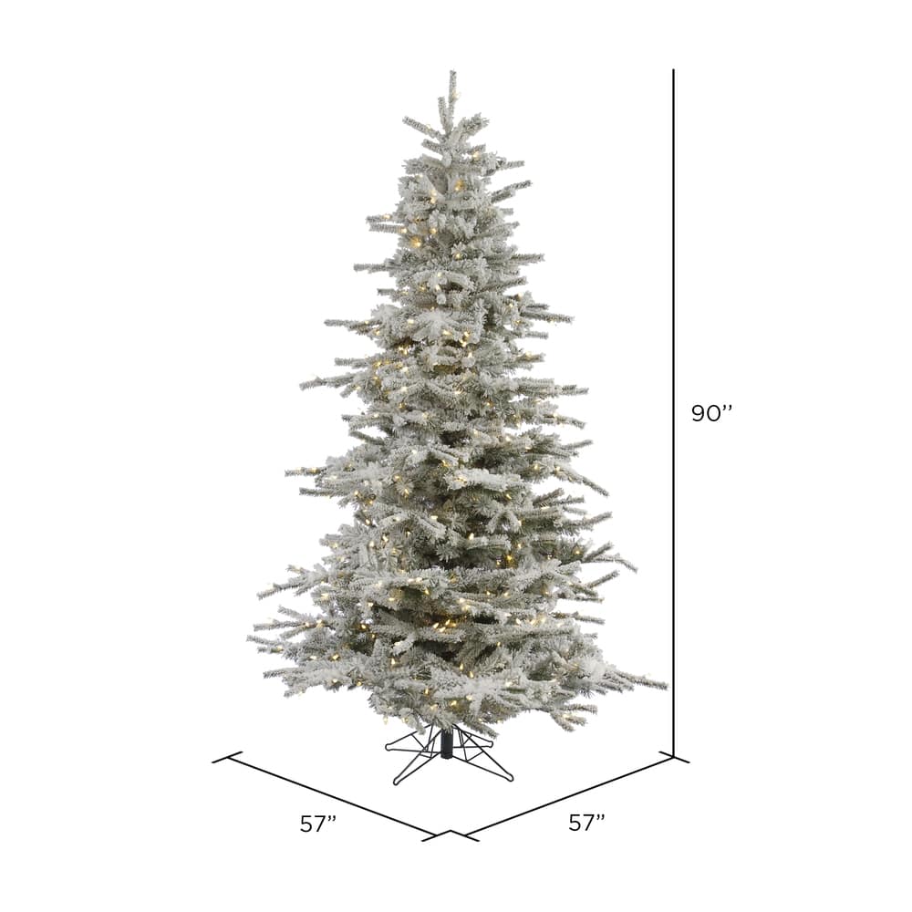 7.5ft. Pre-Lit Flocked Sierra Fir Artificial Christmas Tree, Pure White Dura-Lit® LED Lights