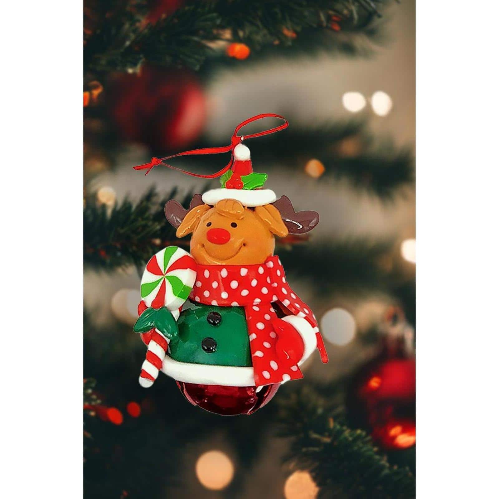 Wizardi 4" Christmas Glossy Gingerbread Reindeer Ornament