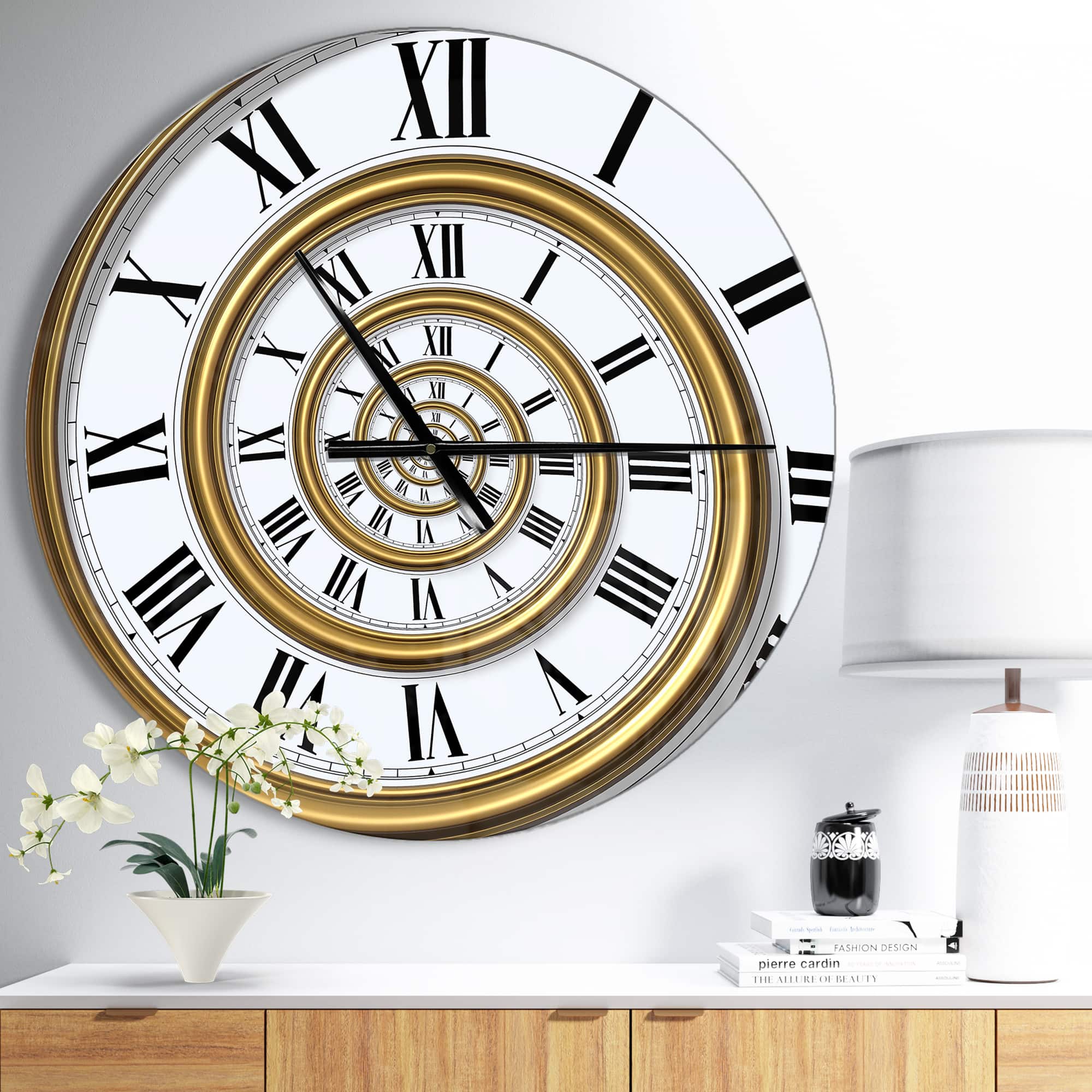 Designart 'Time Spiral In Antique Style Modern Wall Clock