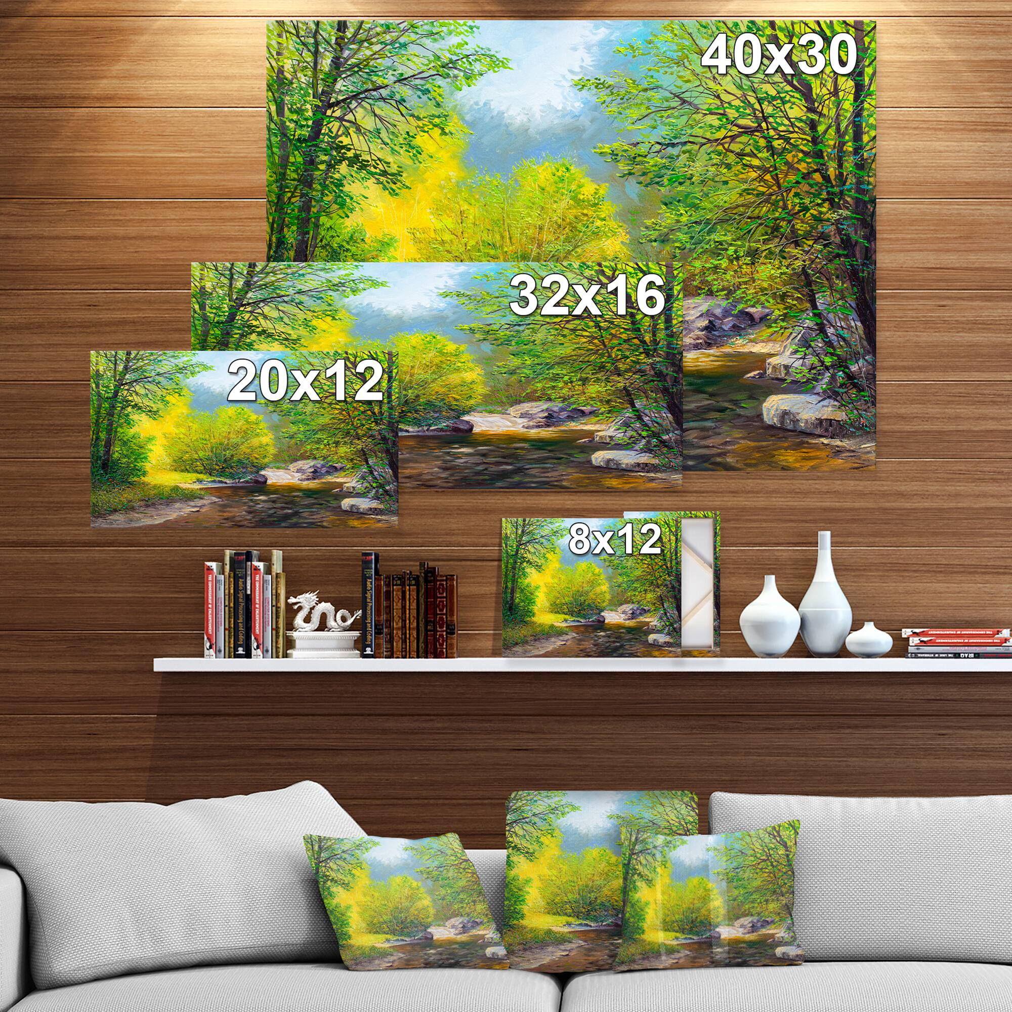 Designart - Summer Forest in Beautiful River