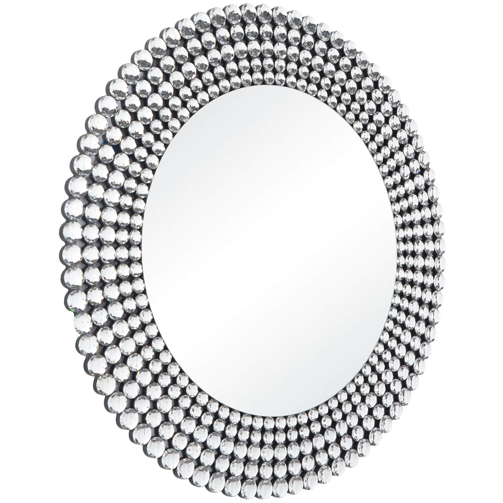 Silver Glass Starburst Wall Mirror with Crystal Embellishment 36" x 1" x 36"