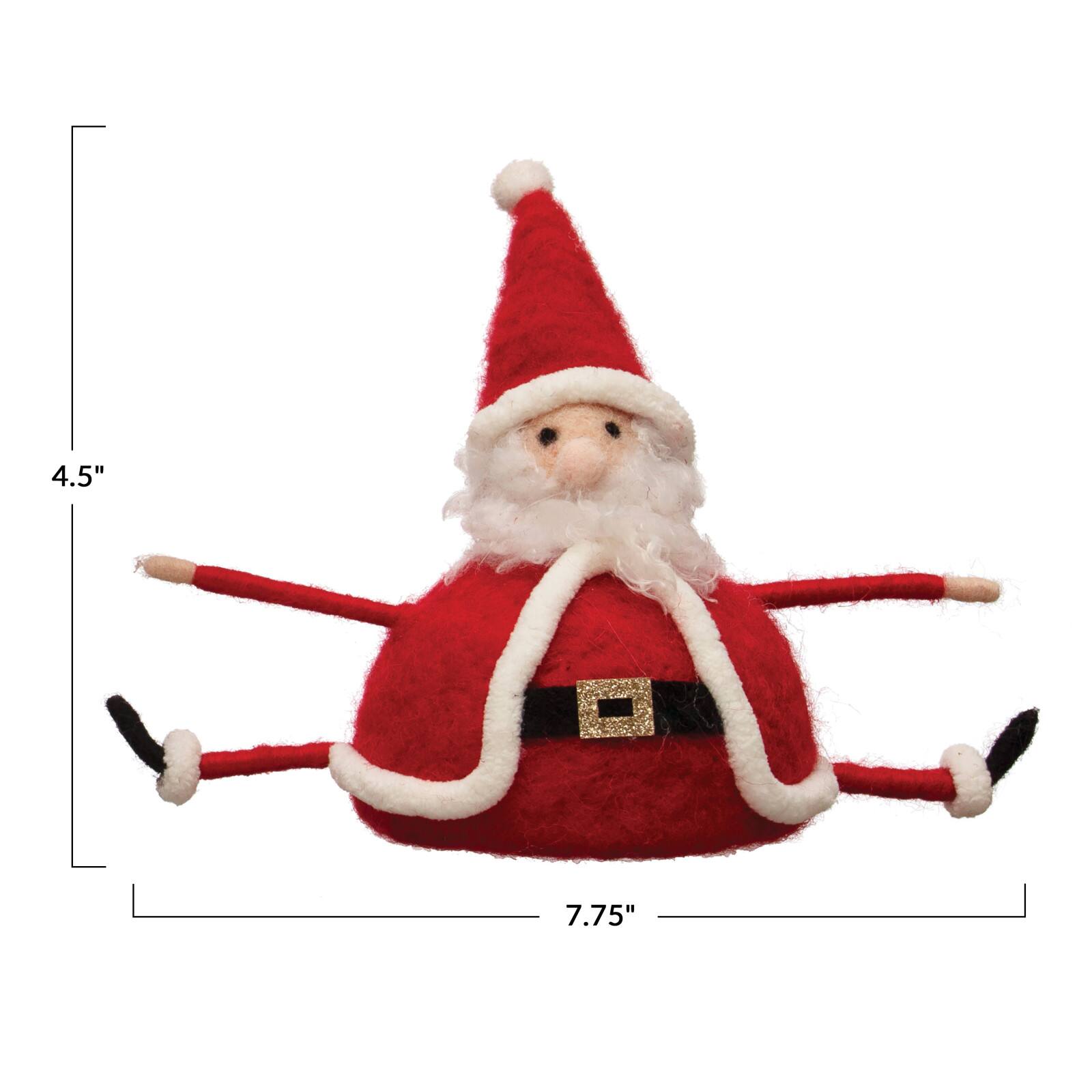 Hello Honey® 7.75" Red & White Wool Felt Sitting Santa