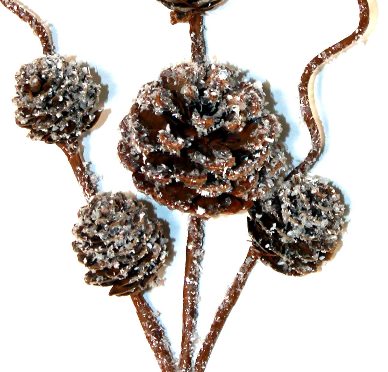12" Brown & White Artificial Christmas Pine Cone Pick Set, 6ct.