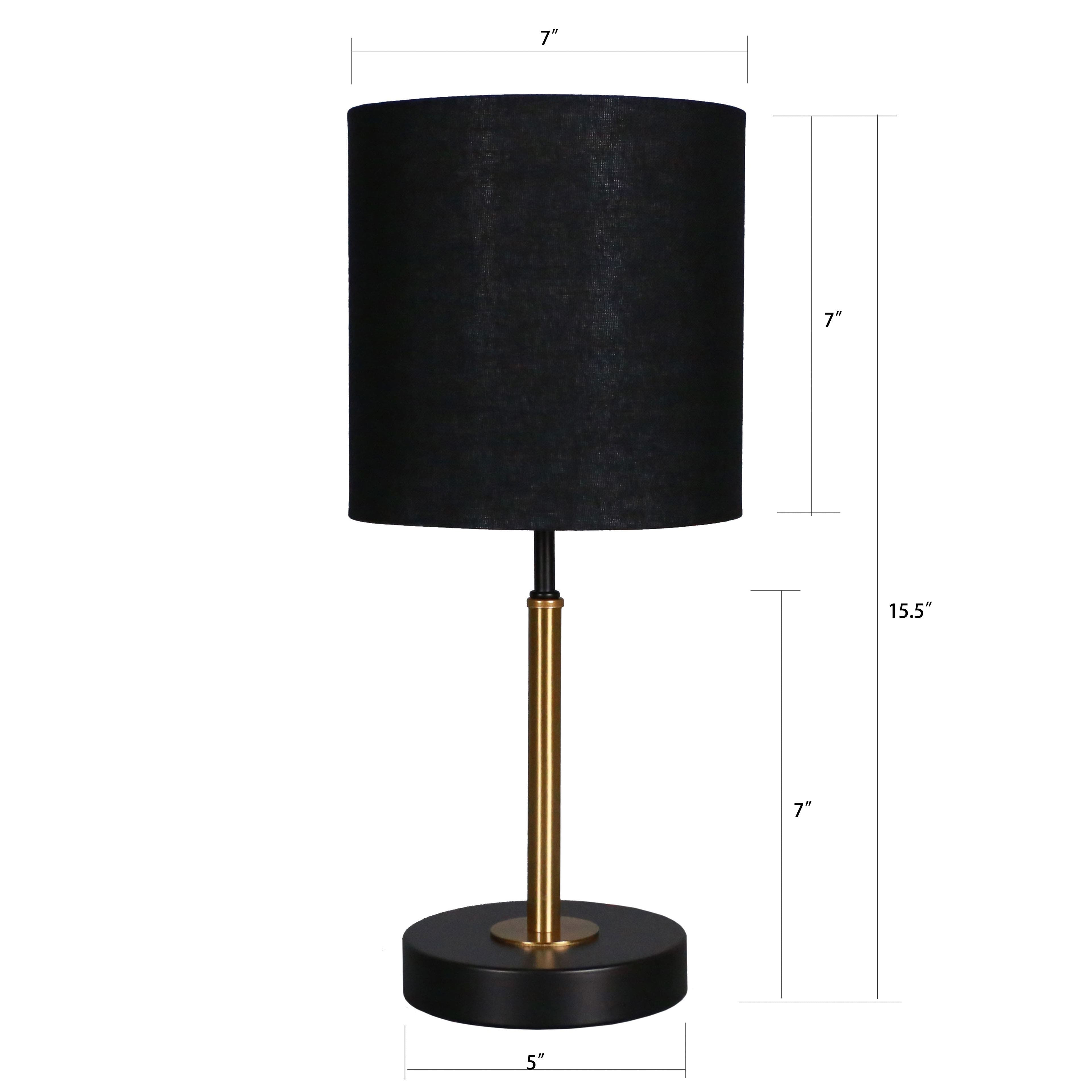 15.5" Gold & Black Metal Table Lamp with Black Fabric Shade by Ashland®