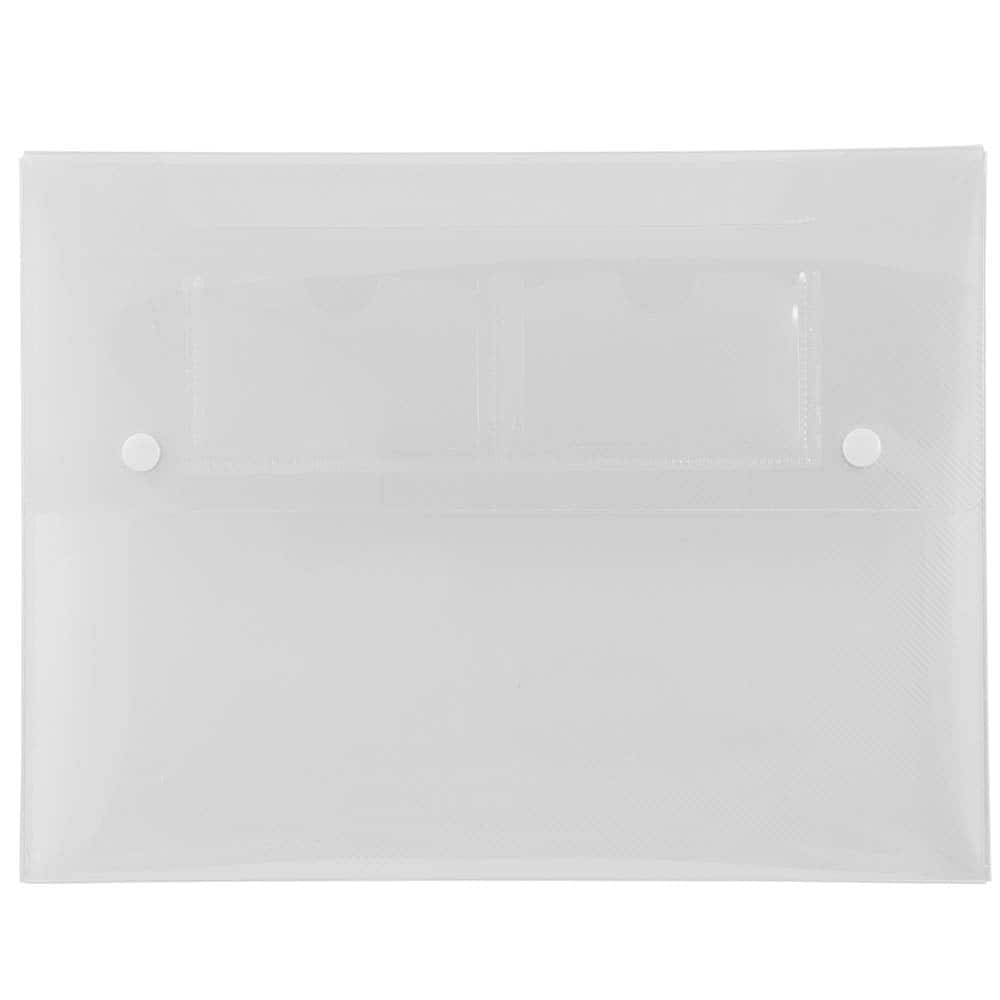 JAM Paper Clear Plastic Portfolio with Two Button Snap Closure 9.5" x 12.5"