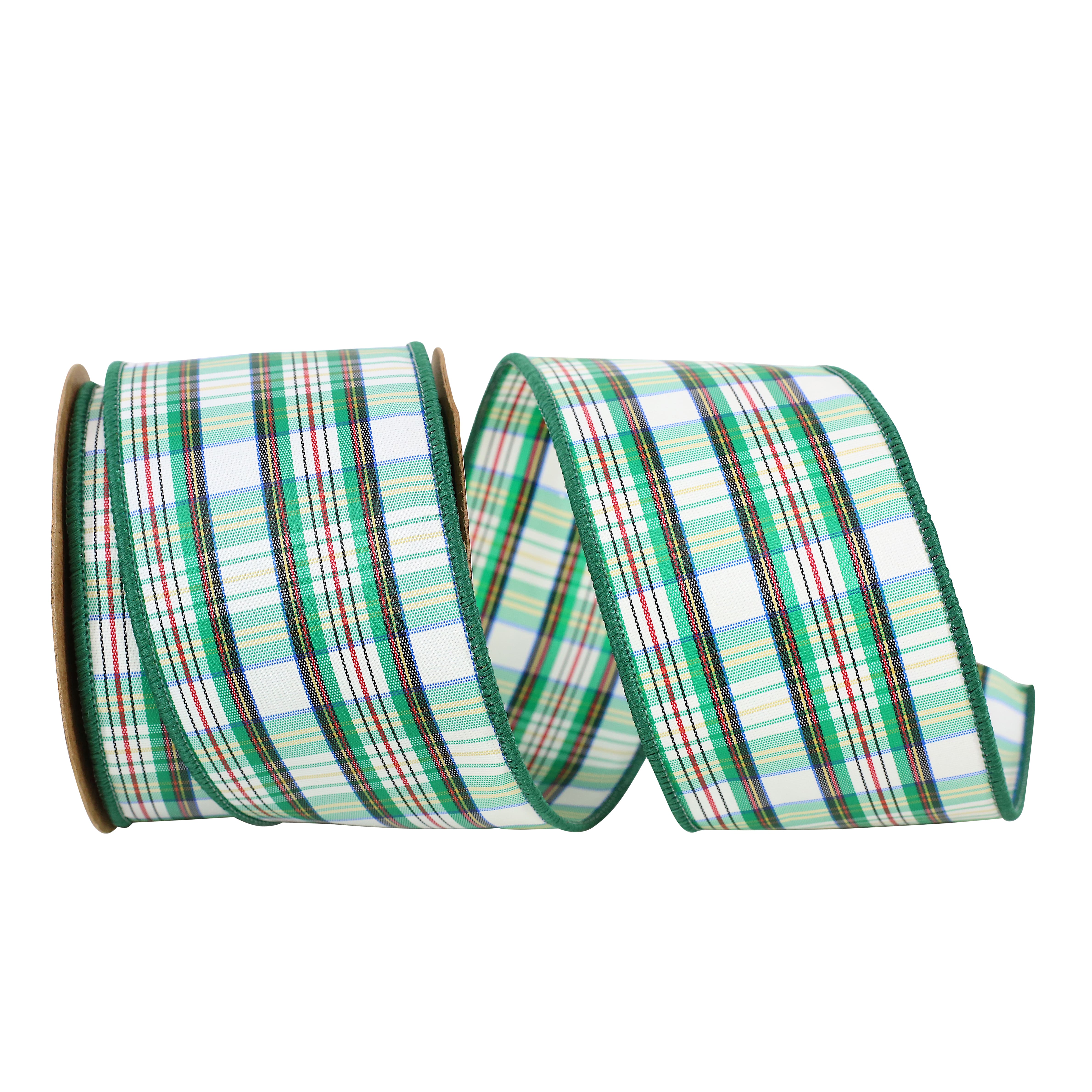 JAM Paper 2.5" x 10yd. Petersburg Wired Edge Plaid Ribbon