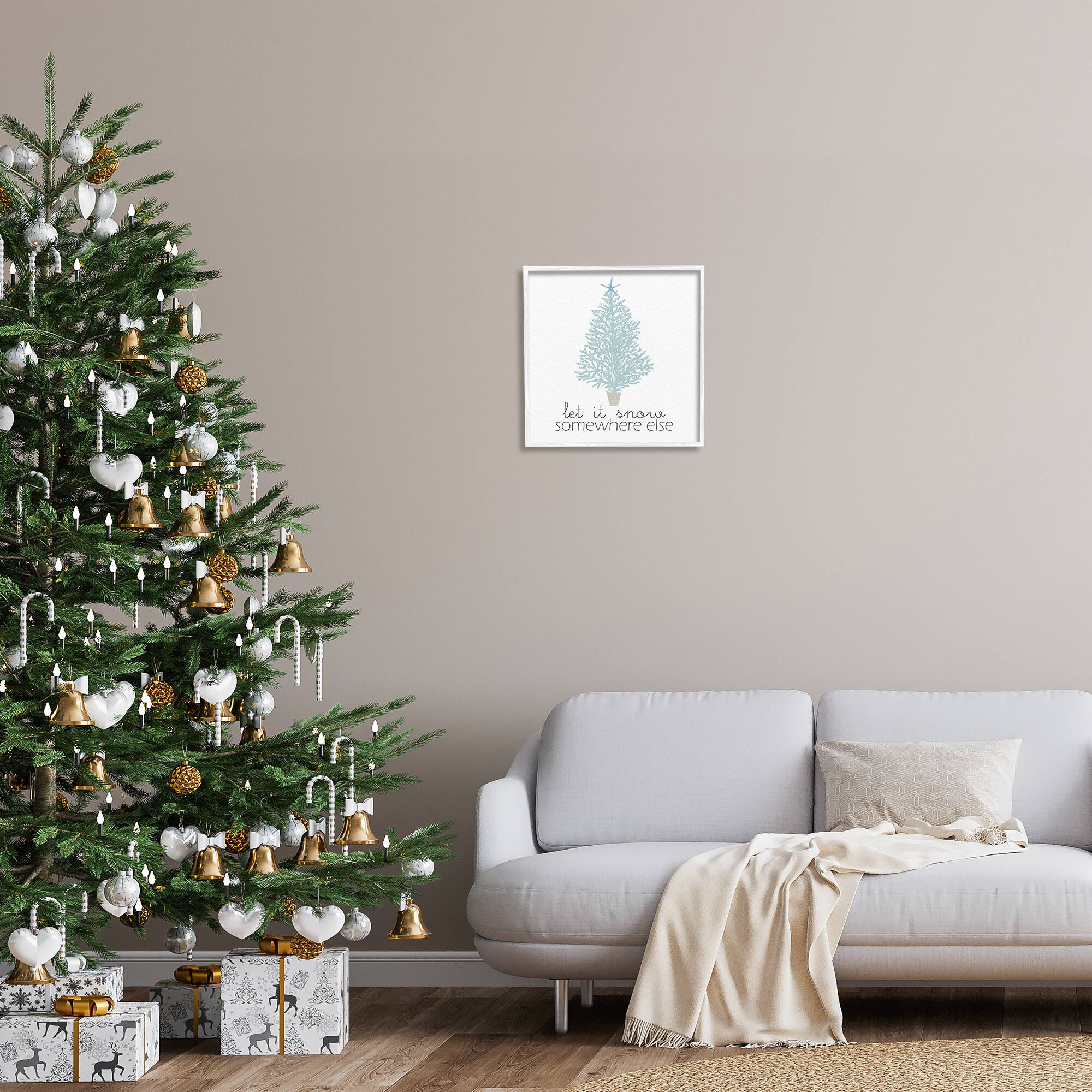 Stupell Industries Snow Somewhere Else Holiday Tree Framed Giclee Art