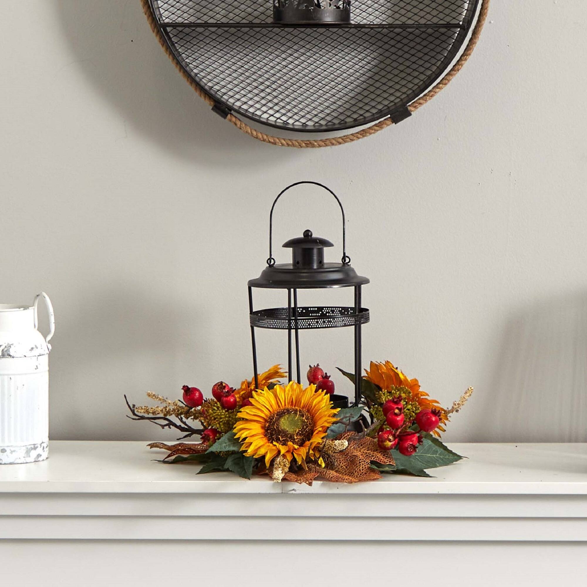 18" Sunflower Berry Candelabrum Centerpiece
