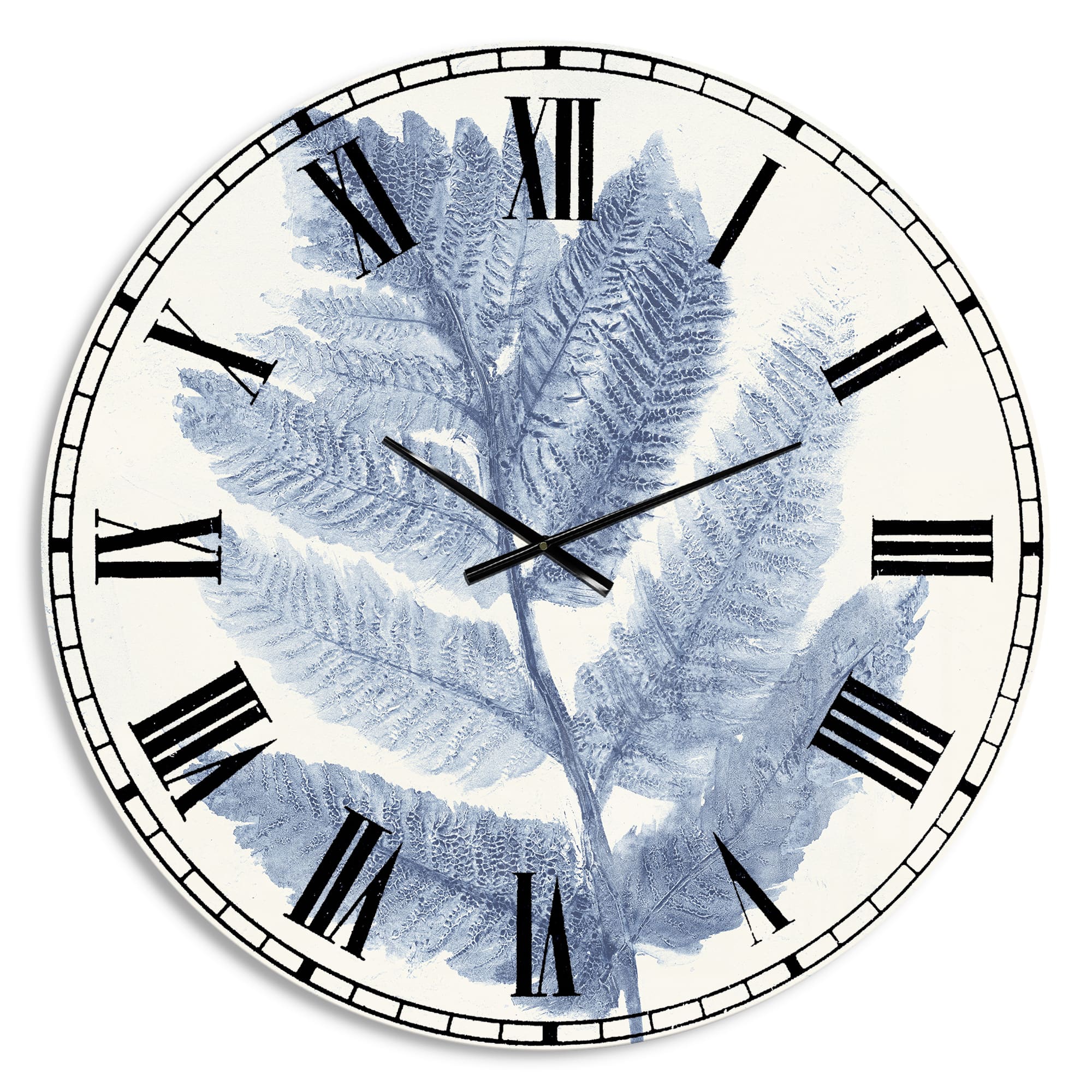 Designart Forest Ferns Blue Wall Clock