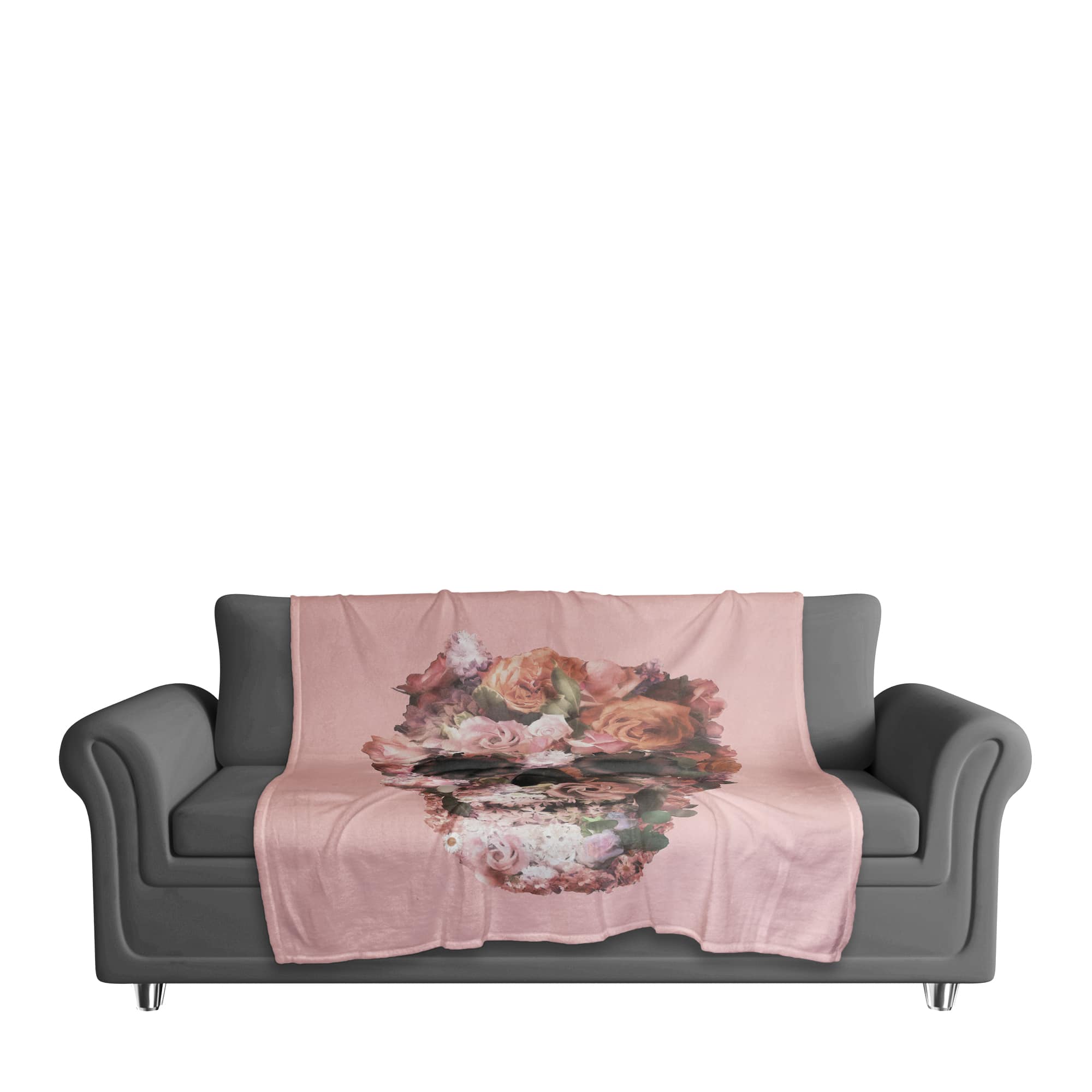Flower Skull Fleece Throw