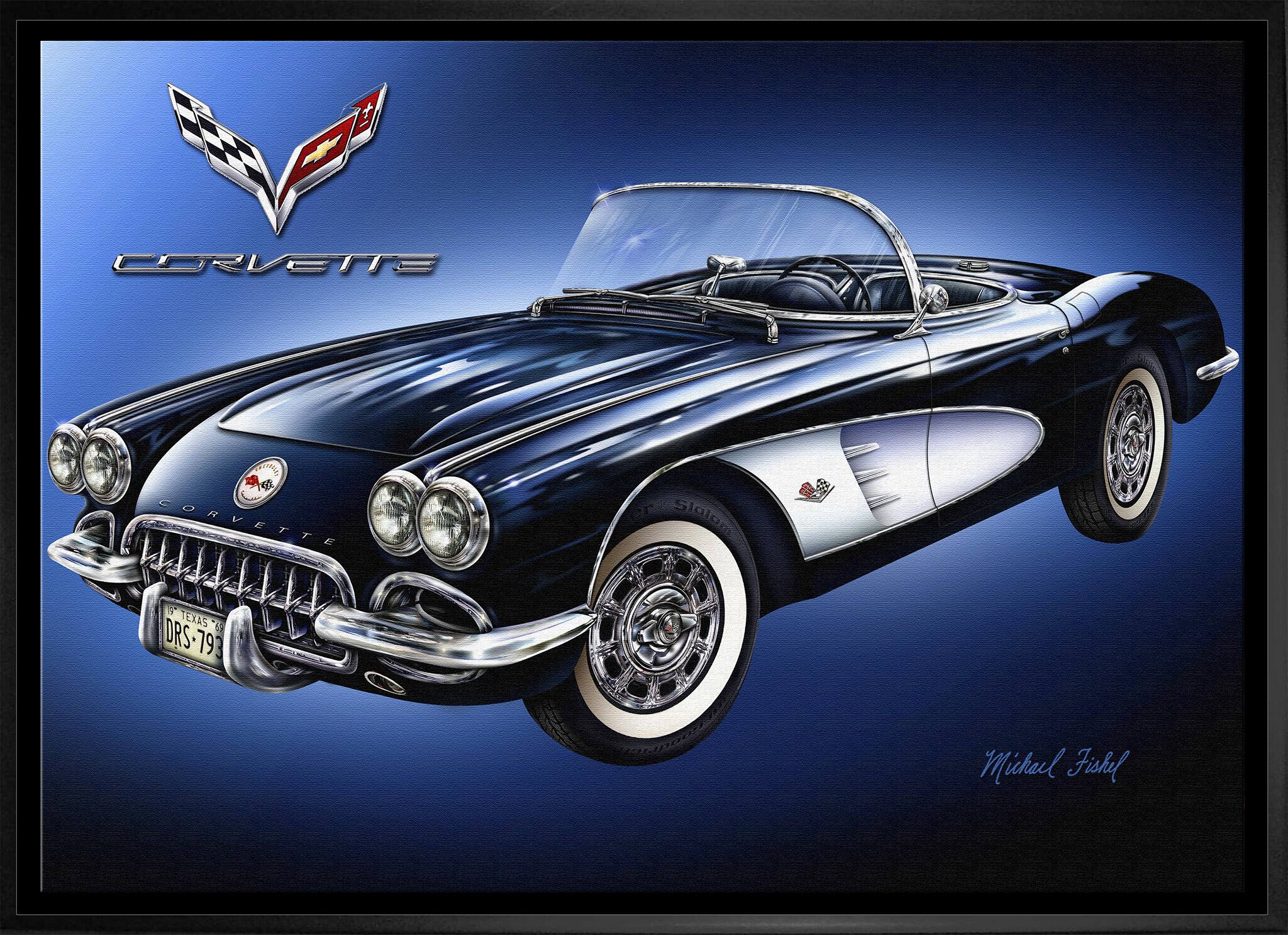 Corvette 20" x 29" Framed Canvas by Michael Fishel 31.5" x 22.5"
