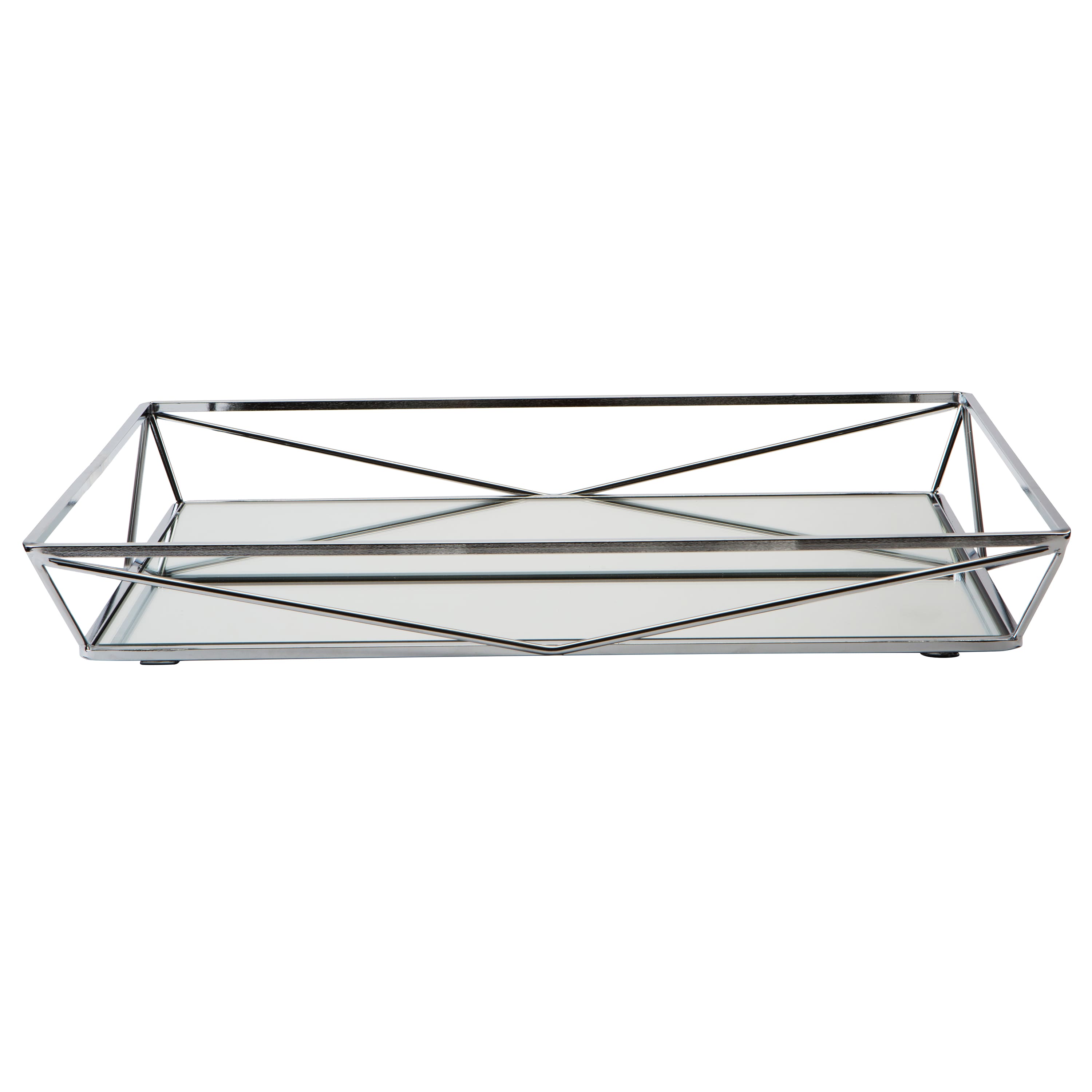Home Details Chrome Geometric Mirrored Vanity Tray