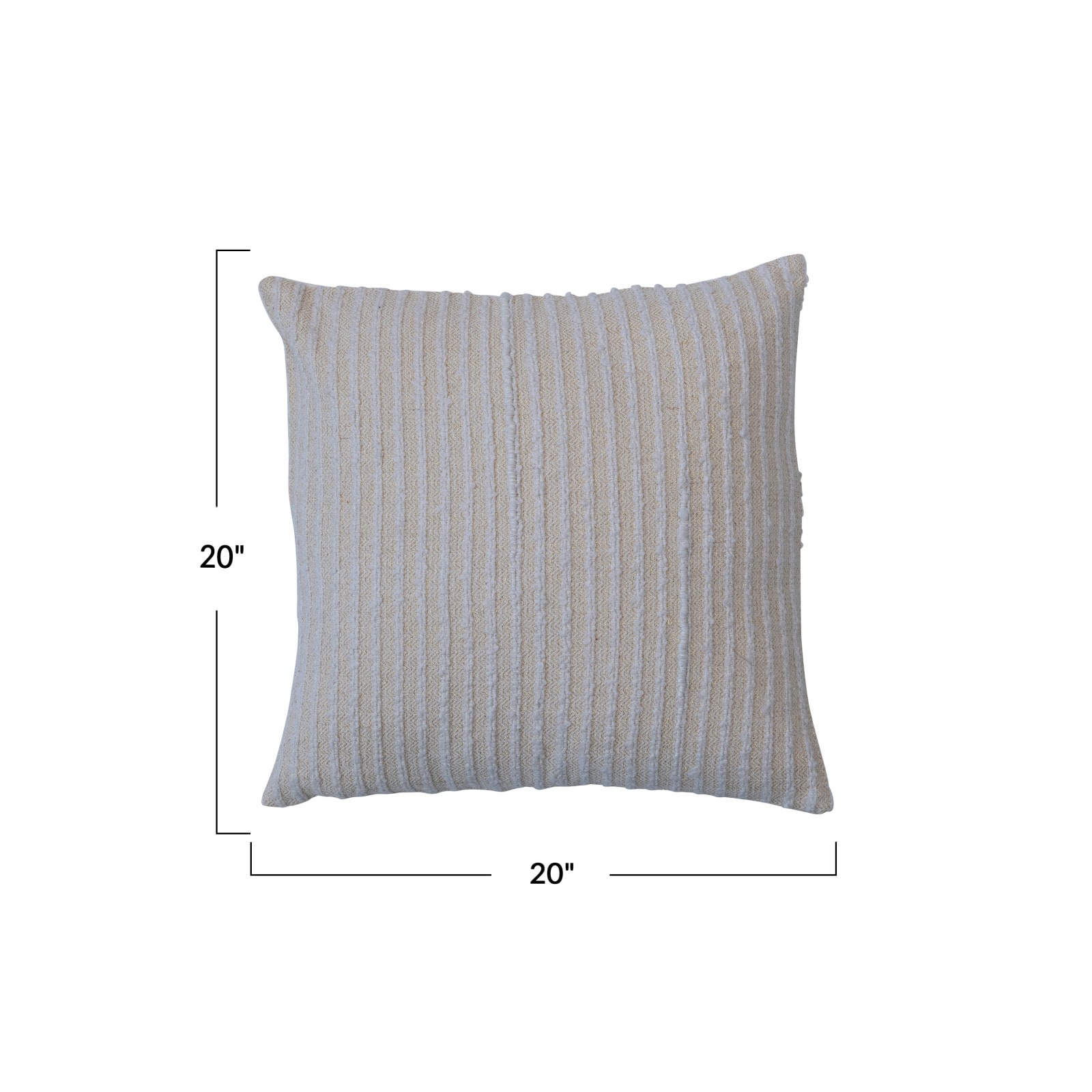 Hello Honey® 20" Beige & White Stripes with Gold Thread Cotton & Acrylic Pillow
