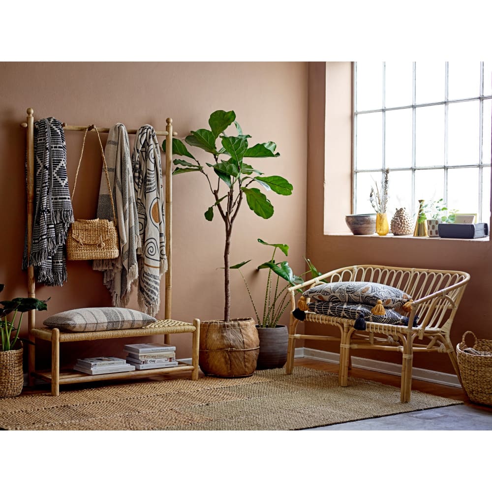 Hello Honey® Black & Beige Woven Cotton Blend Throw Blanket with Fringe