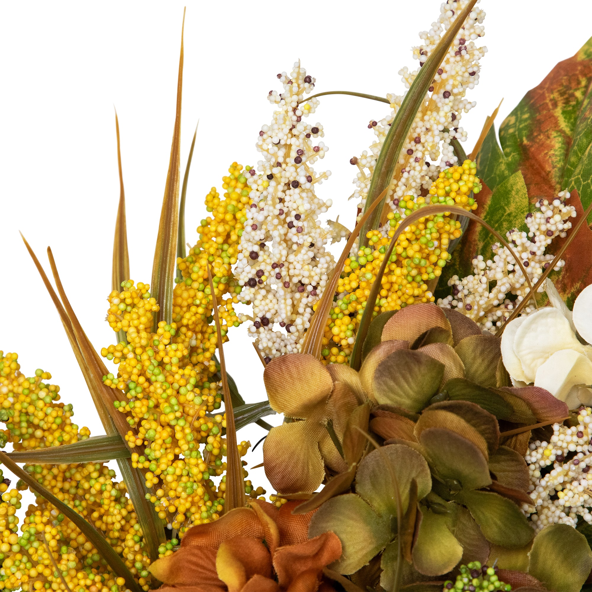 28" White & Orange Hydrangea Artificial Fall Harvest Twig Wreath