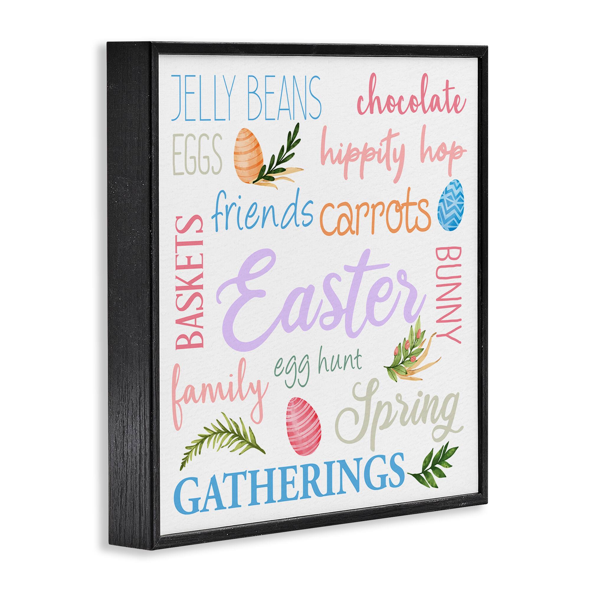 Stupell Industries Festive Easter Activity Sign Patterned Eggs Motif Framed Giclee Art