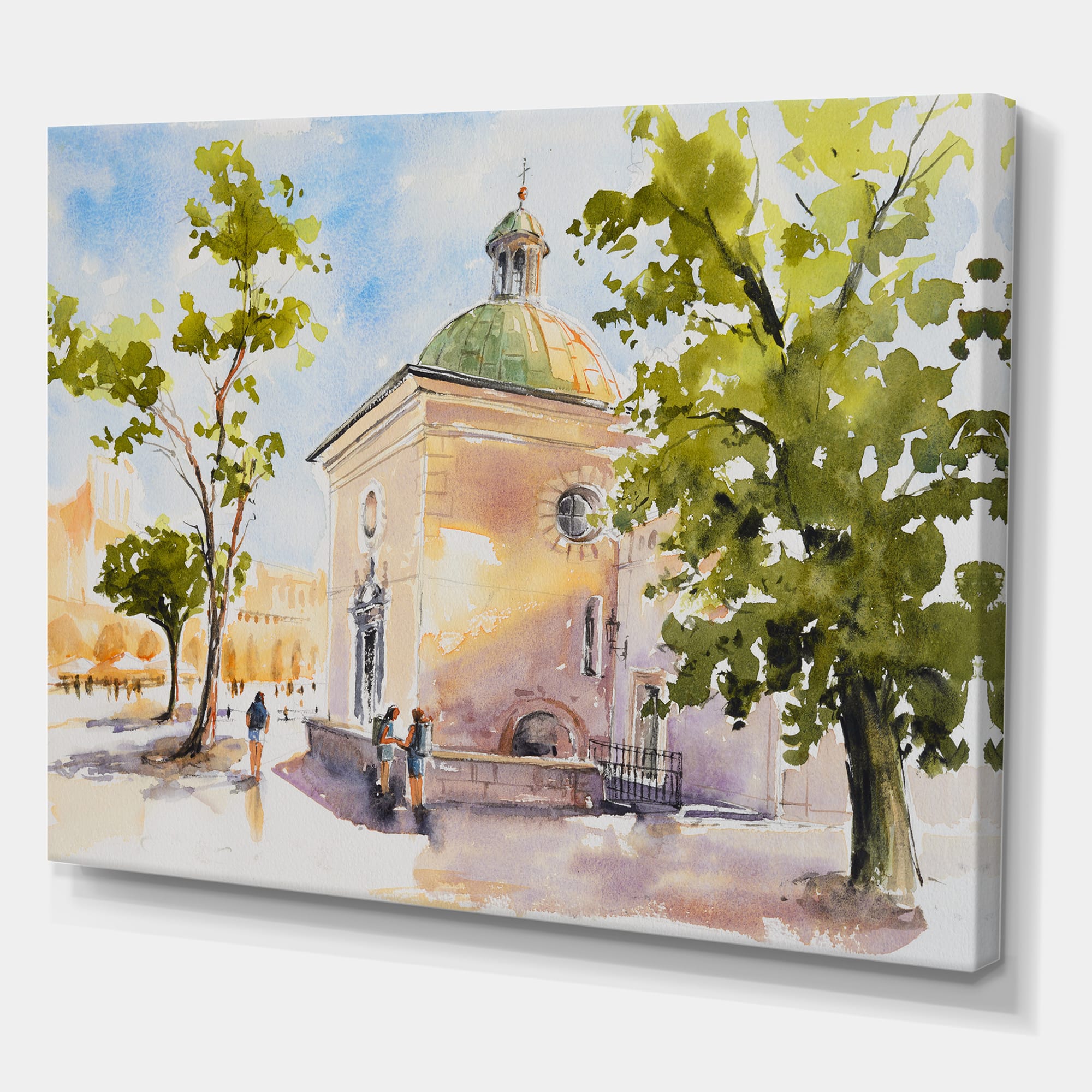 Designart - Rustic Church In The Village - Country Canvas Wall Art Print