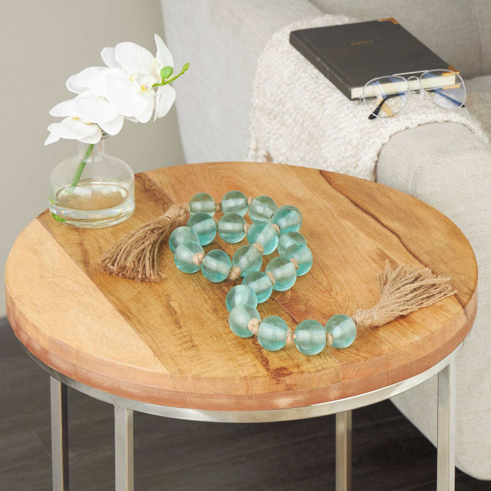 4ft. Glass Handmade Round Beaded Garland with Tassel