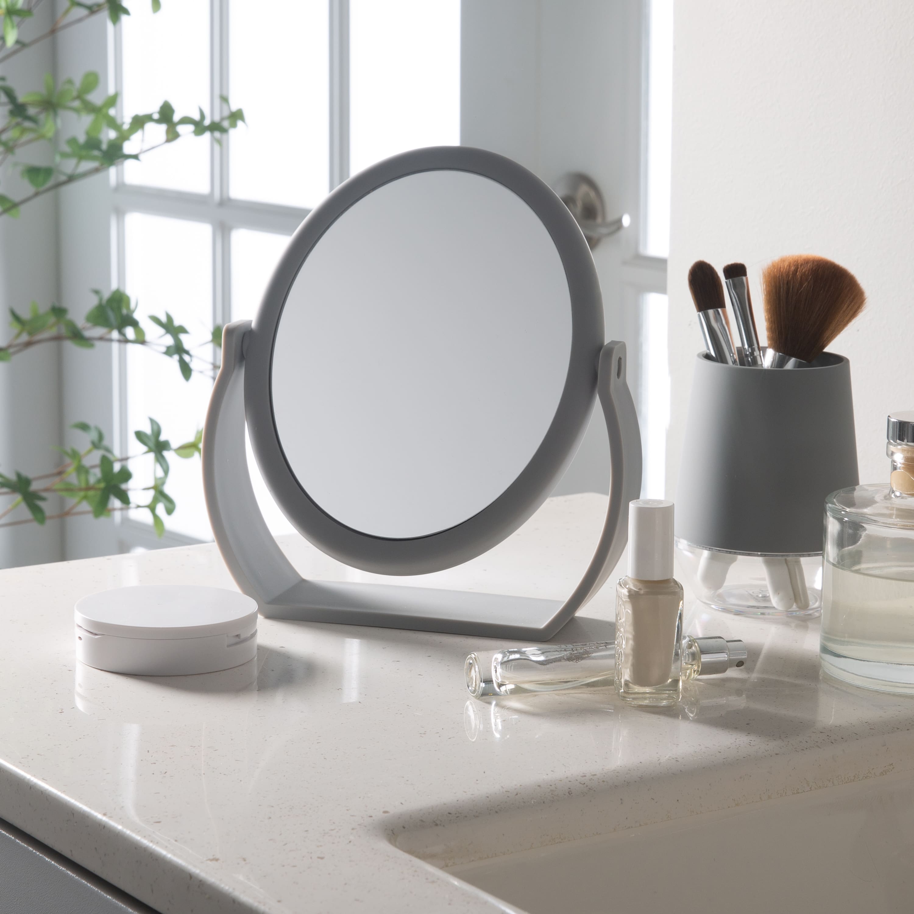 Home Details Swivel 10X Magnification Rubberized Vanity Mirror