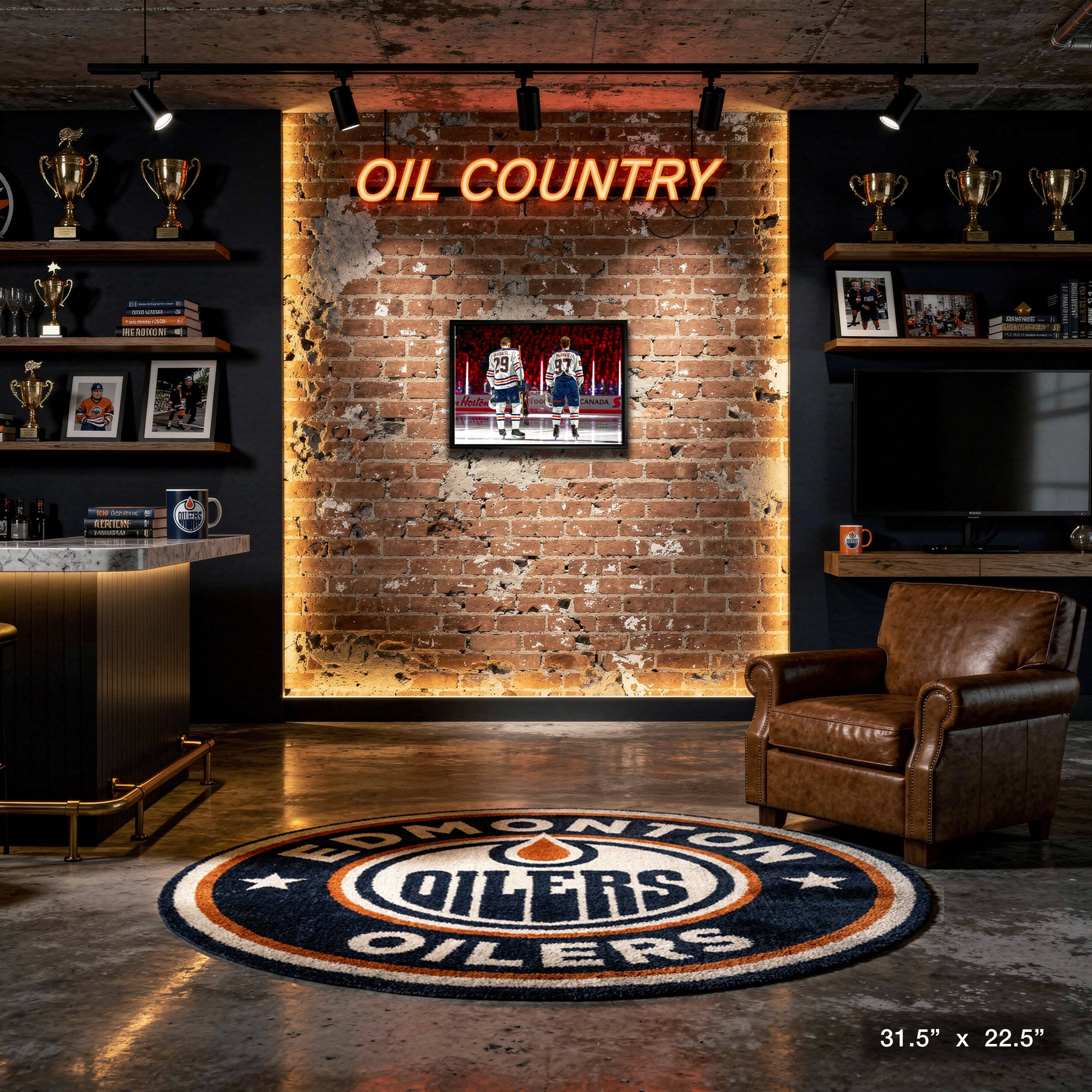 Connor McDavid and Leon Draisaitl Edmonton Oilers Framed 20" x 29" Line-Up Canvas 31.5" x 22.5"