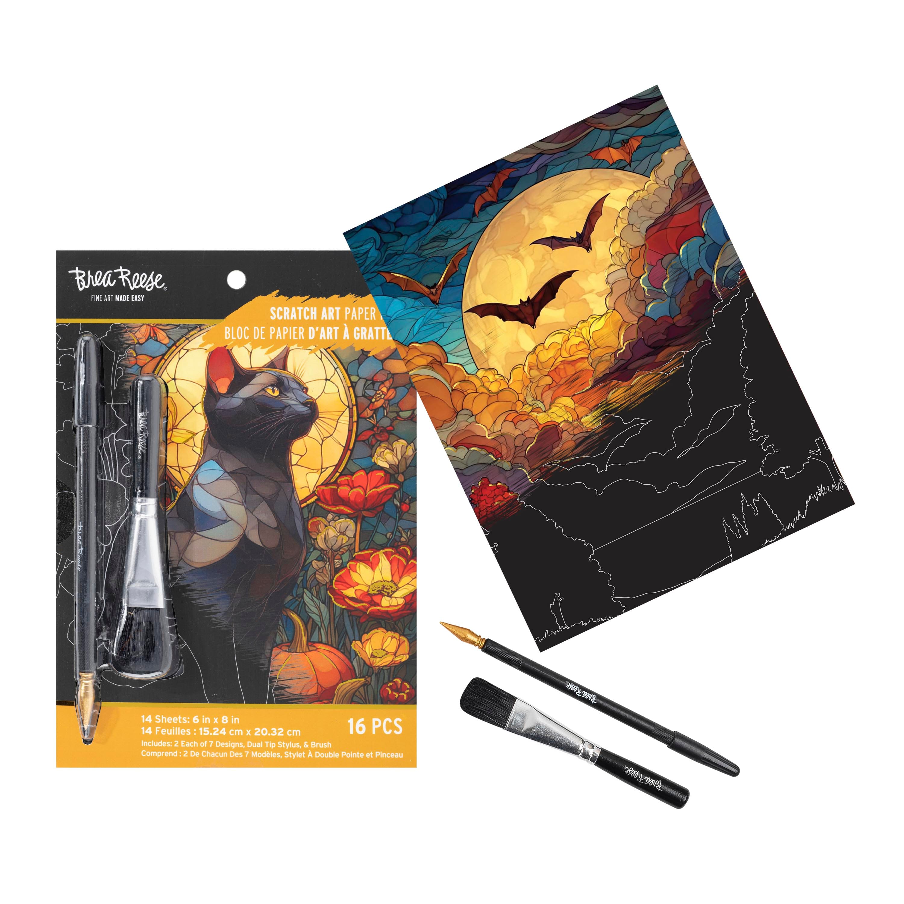Brea Reese® 6" x 8" Fall Stained Glass Scratch Art Paper Pad