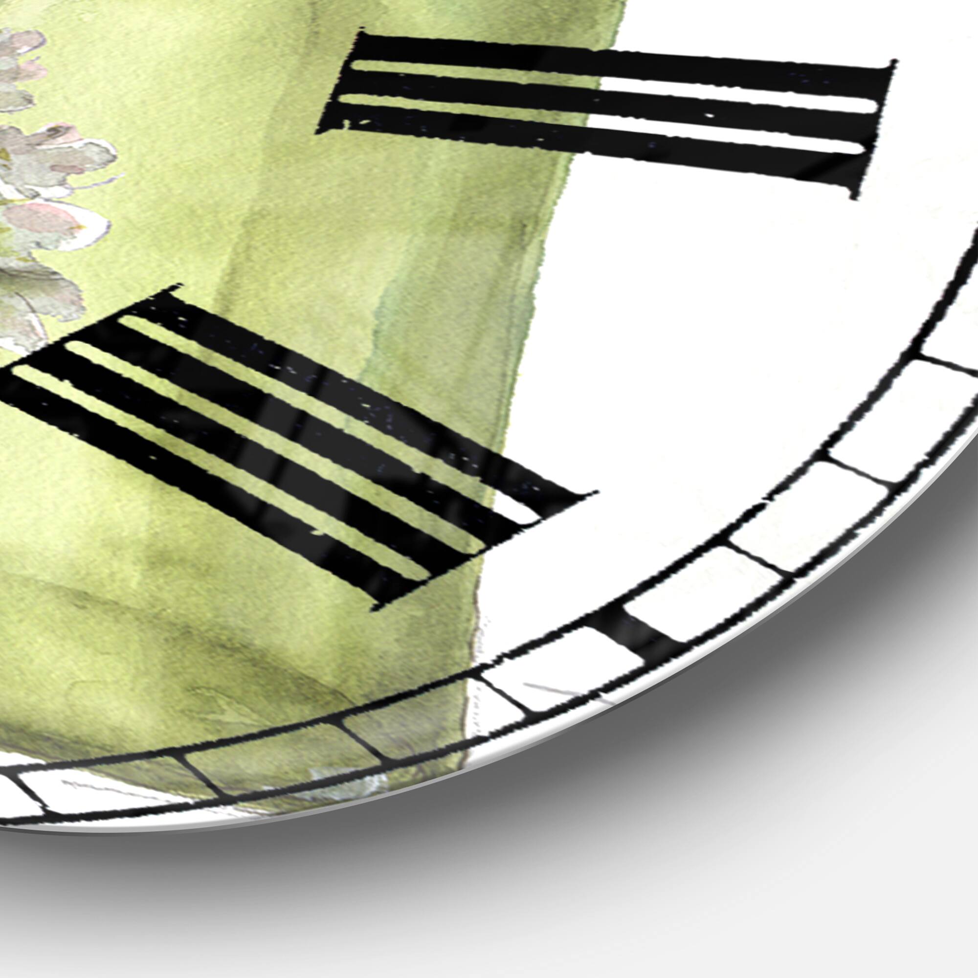 Designart 'Mixed Botanical Green Leaves Viii Farmhouse Wall Clock